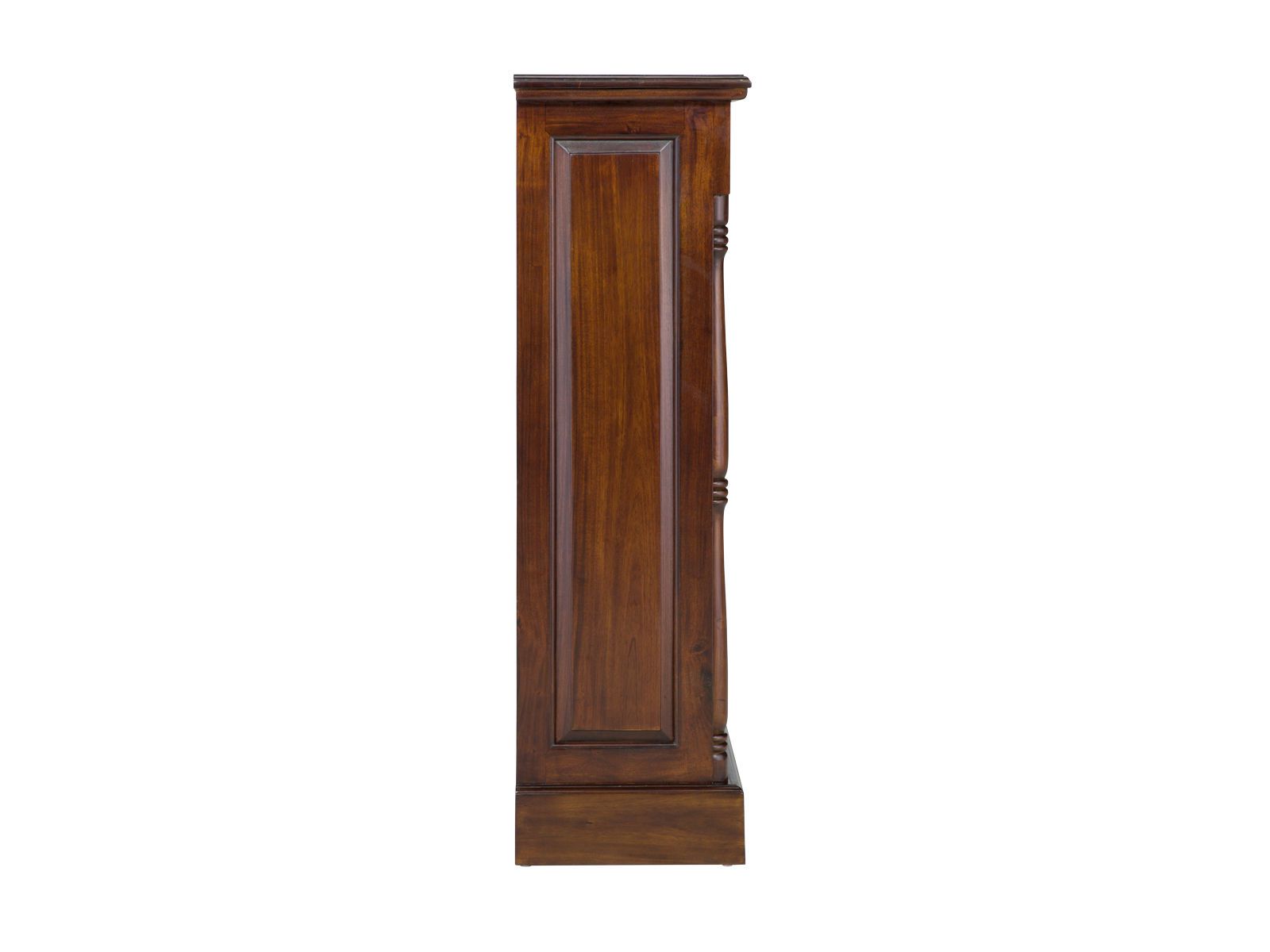 Seitenansicht Freisteller des Bücherregals Cambridge II, lackiertes Mahagoni, 1 Schublade, 3 offene Fächer, H120×B85×T36 cm