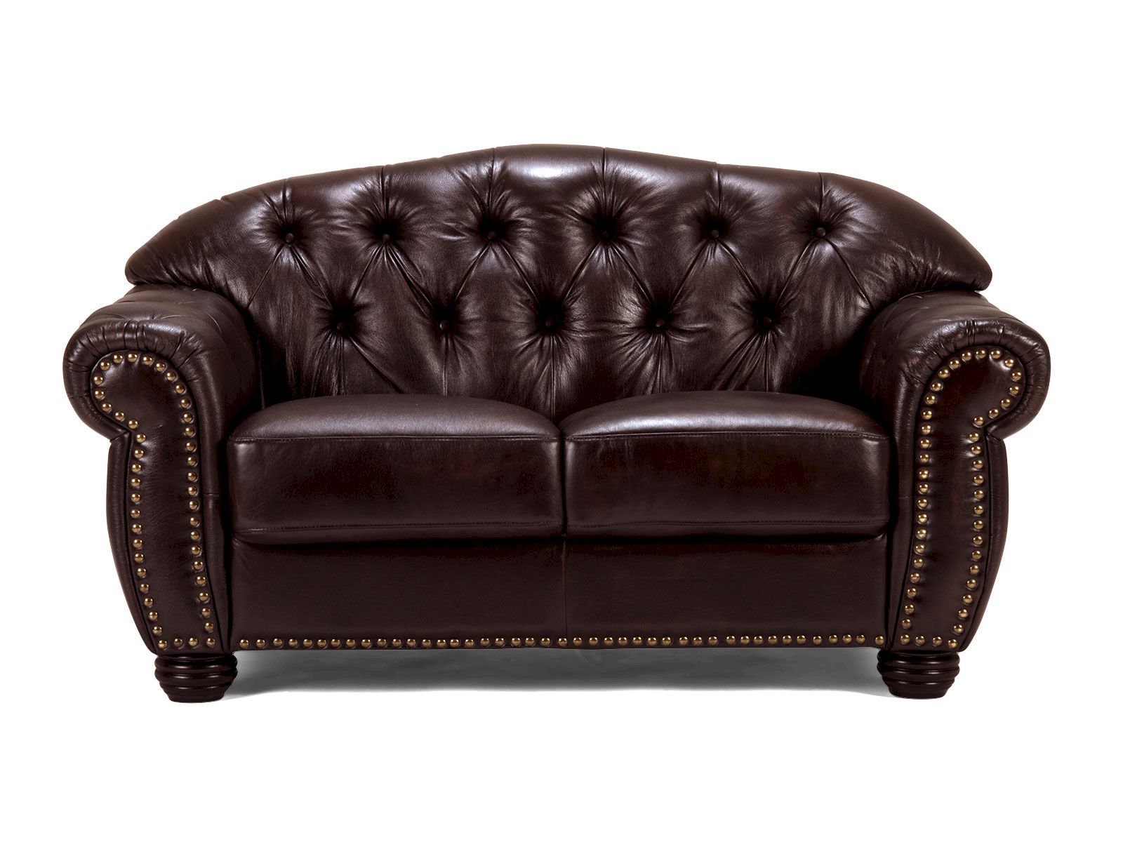 Sofa Chesterfield Hereford 2-Sitzer Echtleder braun 168x94x96 Frontansicht