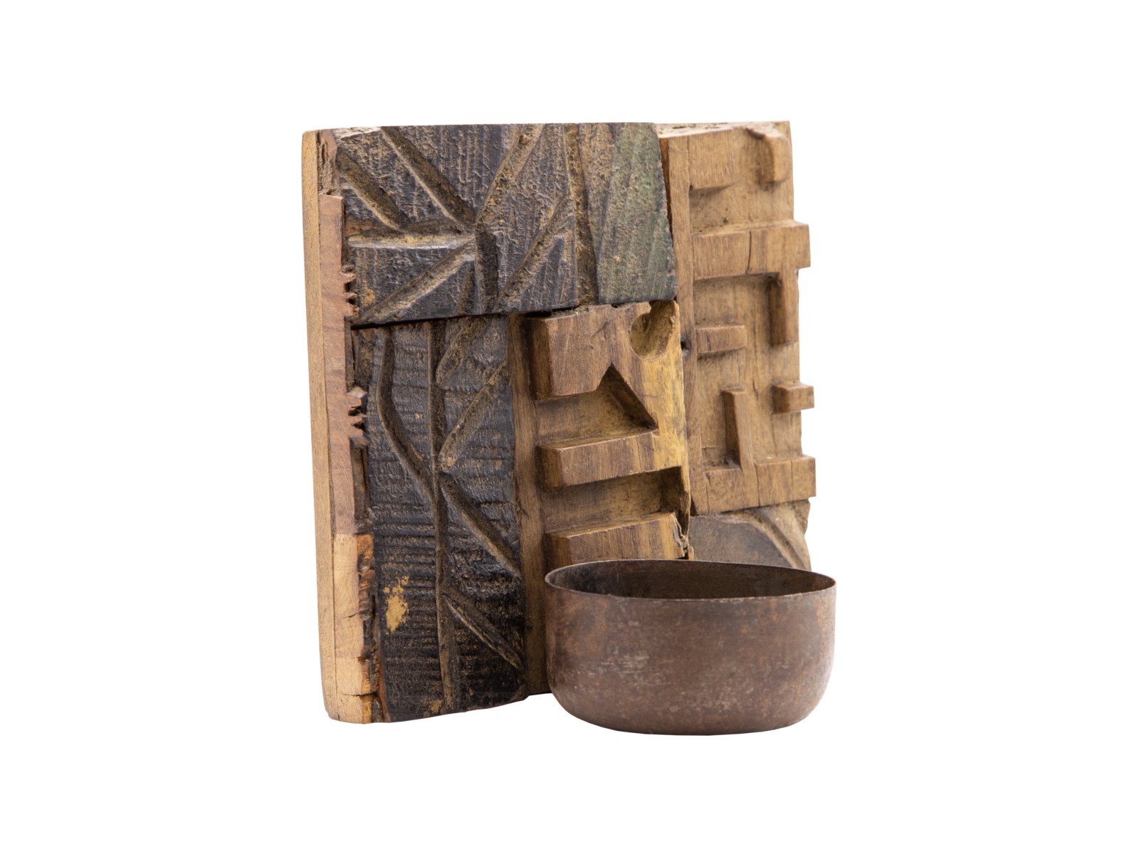 Wandbild Kavali mit Kerzenhalter Wandbild Kavali mit Kerzenhalter Holz - recyceltes Hartholz 15x15x10 Schrägansicht