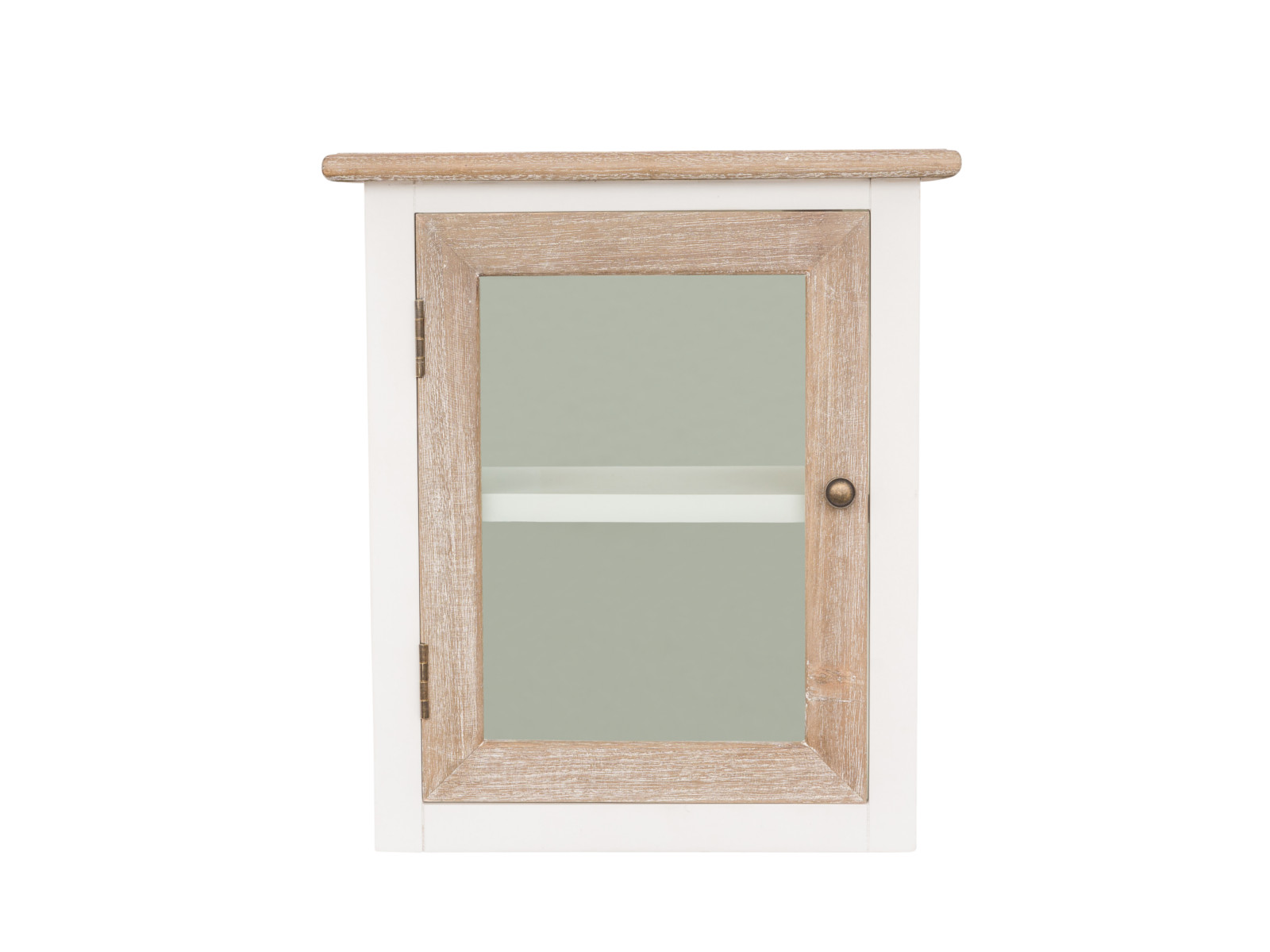 Bad Hängeschrank Kansas weißer Badezimmerschrank Frontansicht, freistehend, 45×51×25 cm, 1 Tür, lackierte Paulownia/MDF