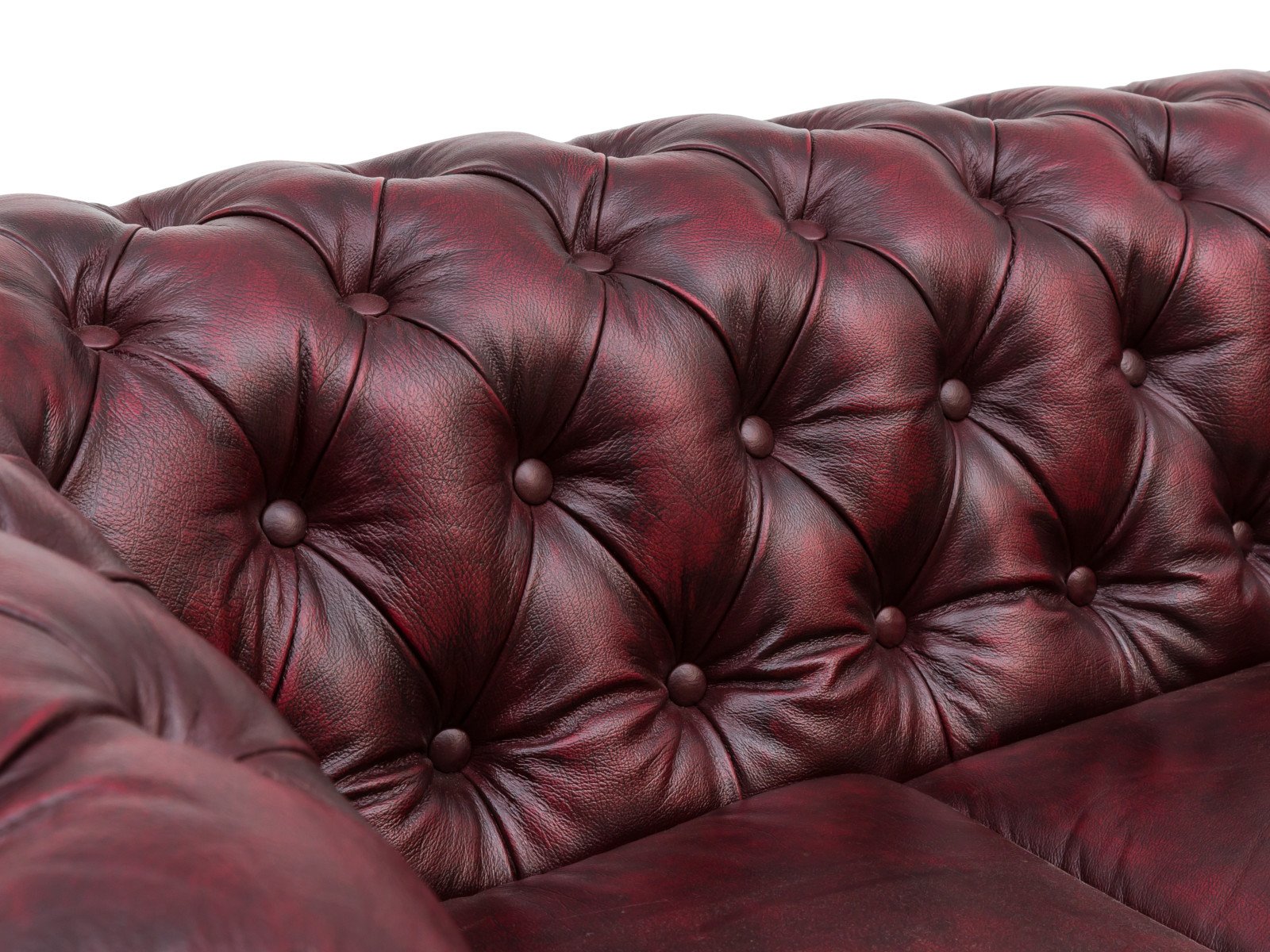 Sofa Chesterfield 2-Sitzer Echtleder rot 155x72x90 Detailbild 2