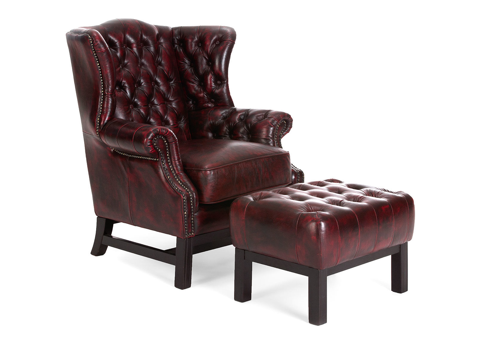 Chesterfield Sessel Kingsfield aus Echtleder, Ohrensessel