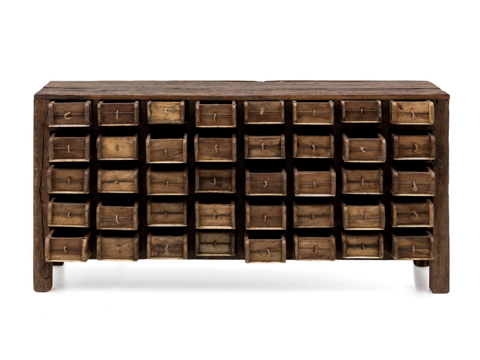 Sideboard Madurai Holz - recyceltes Altholz 150x75x40 Frontansicht geöffnet