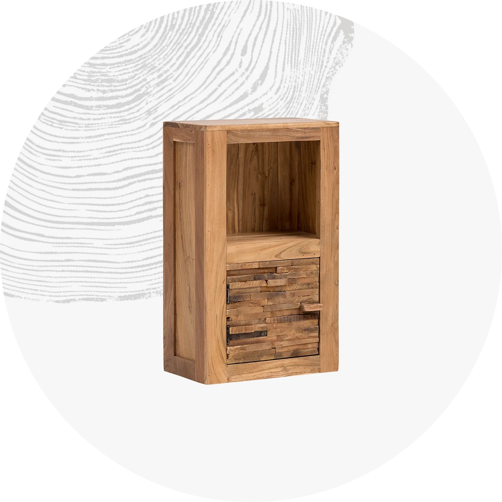 Moderne Hängeschränke aus Holz und Weiß in stilvollem Küchenambiente – verschiedene Fronten und minimalistisches, zeitgemäßes Design