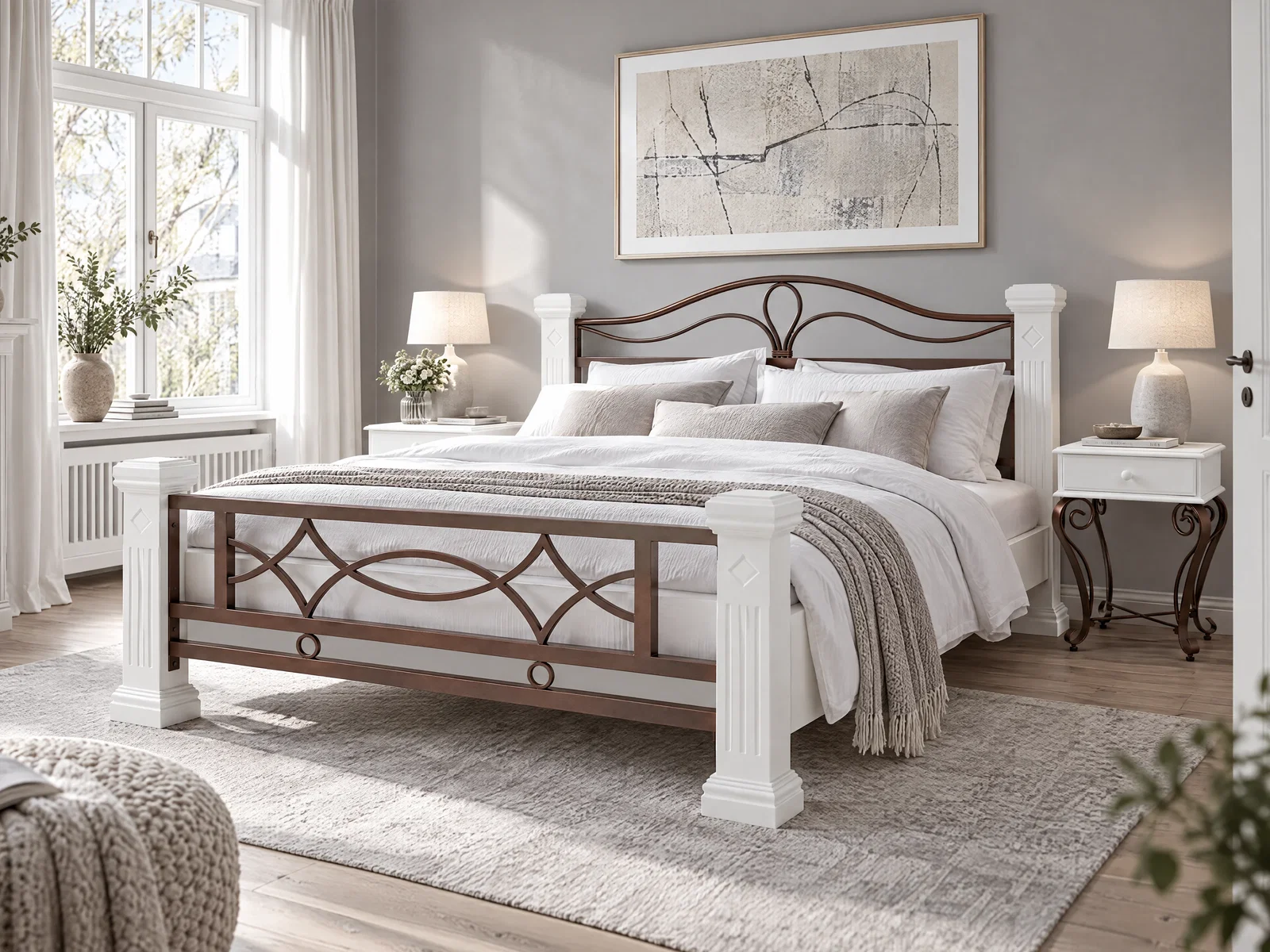 Holzbett 180x200 weiß – Landhausstil massiv