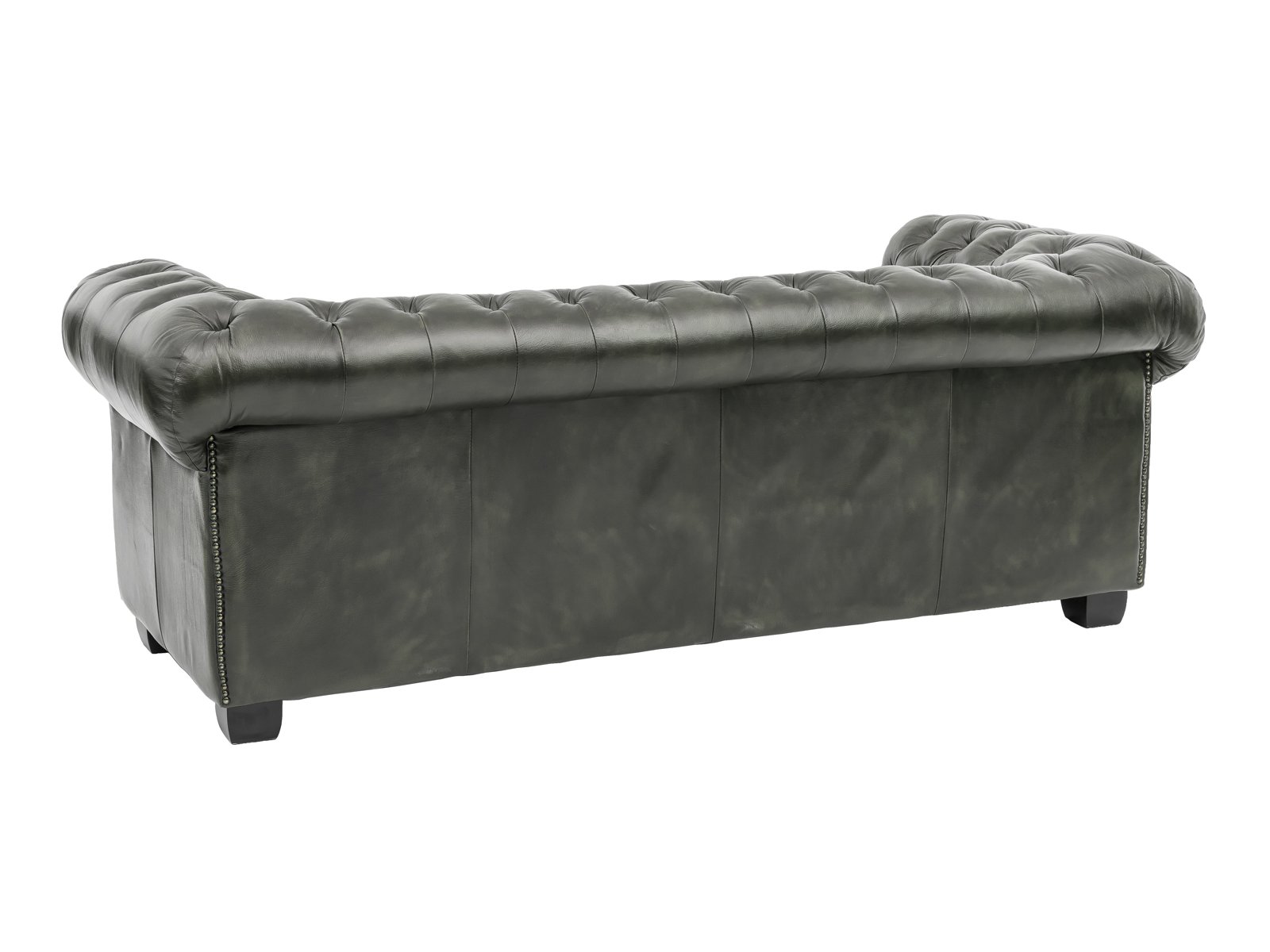 Sofa Chesterfield 3-Sitzer Echtleder grün 200x72x90 Rückansicht