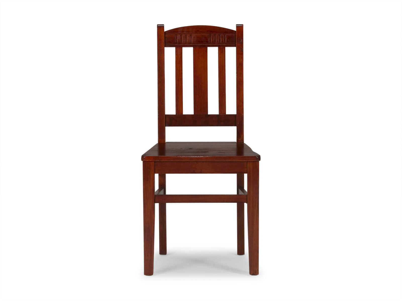 Freisteller-Frontansicht: 2er-Set Holzstuhl Catana, braun lackierte Pinie, Sitzhöhe 47 cm, Rückenlehne, Esszimmerstuhl