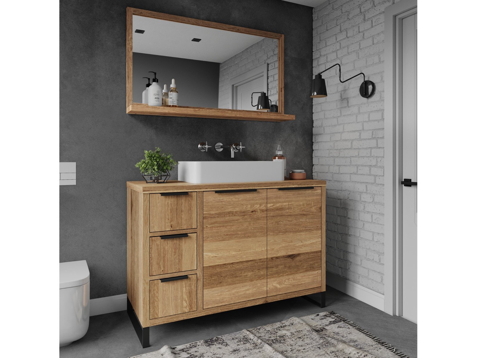 Badmöbel Set Sydney 105cm, Wildeiche Badmöbel Set Sydney 105cm, Wildeiche