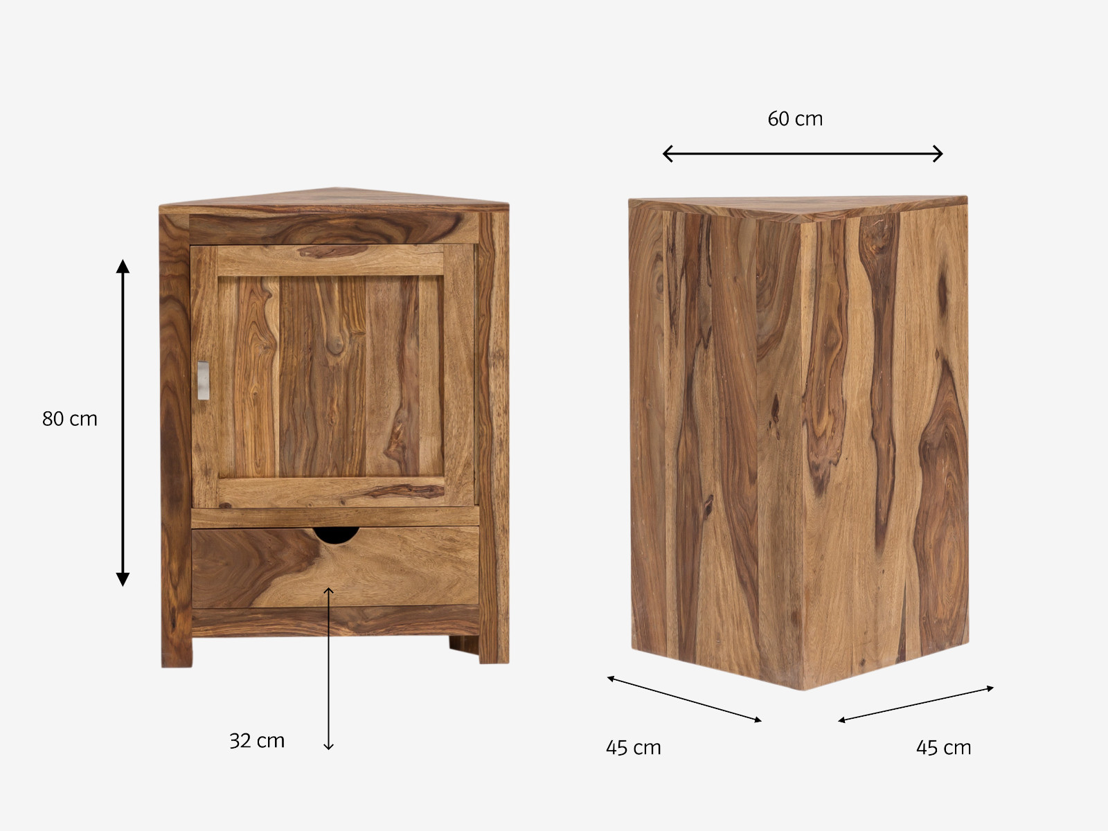 Badmöbel Set Laros Akazie – Eckschrank Set