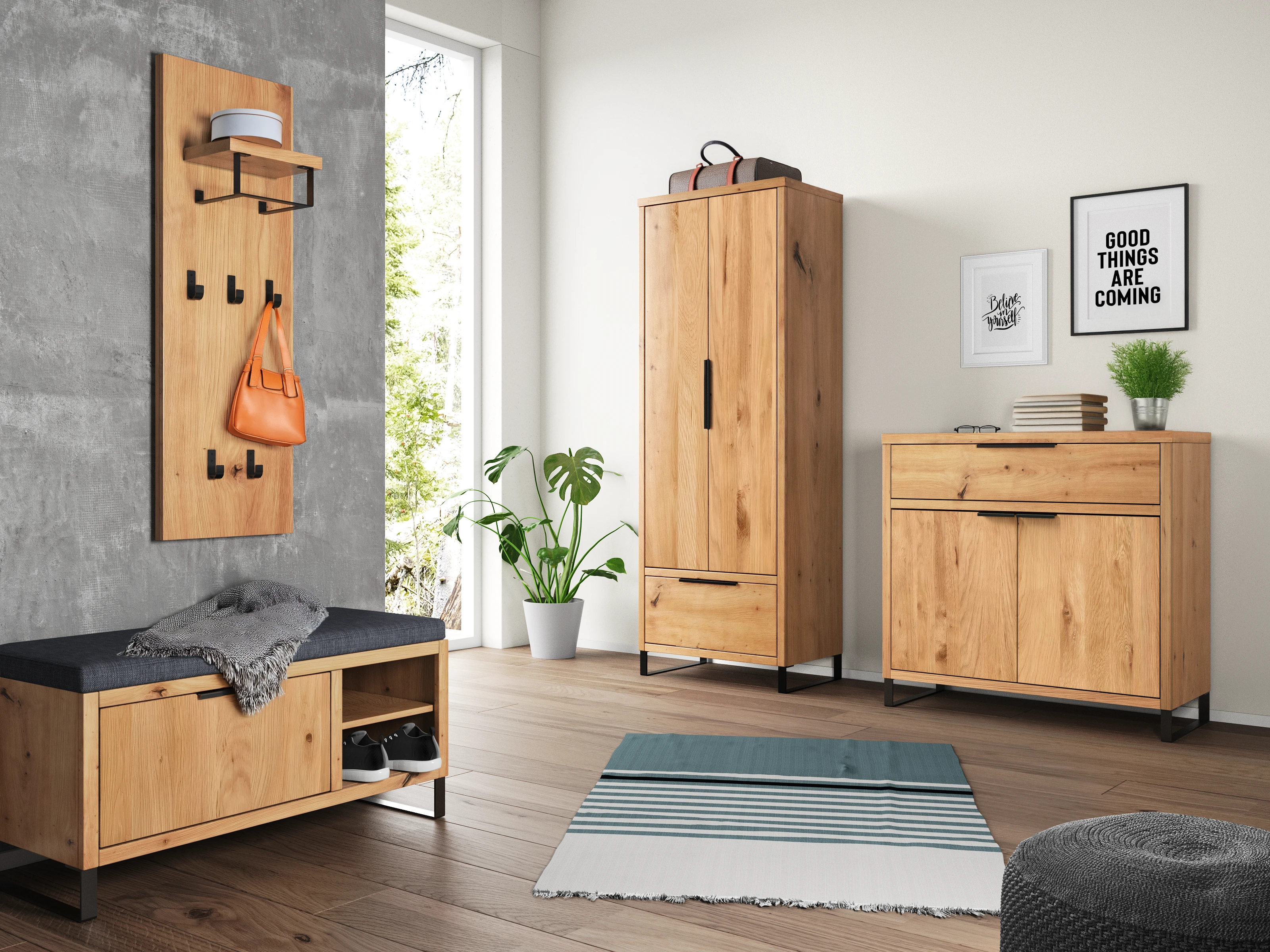 Sydney Wildeiche Dielenboden im modernen Wohnambiente, warme Eichenoptik mit dezenter Maserung – ideal für Wohnzimmer