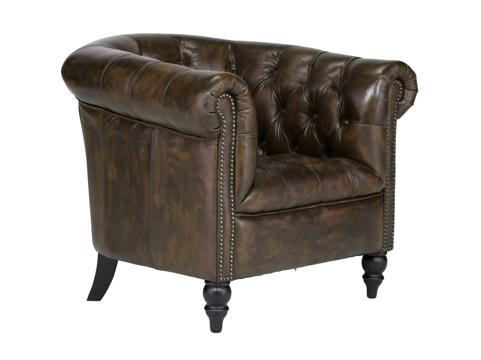 Sessel Chesterfield Shelford antik braun Sessel Chesterfield Shelford antik braun Echtleder 89x85x89 Schrägansicht