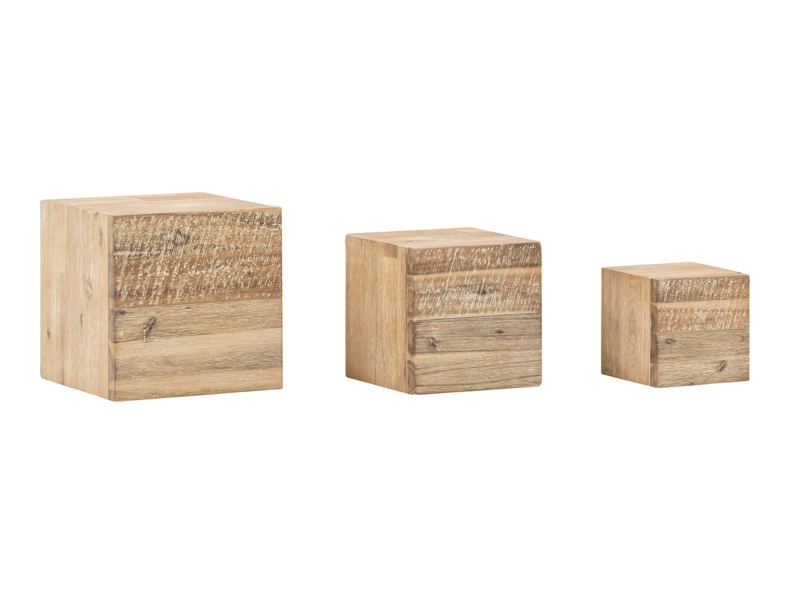 Wandregal Jolo 3er Set Würfel Holz - Akazie 25x25x25 Schrägansicht