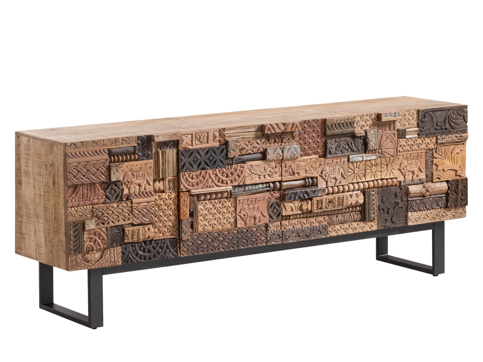 Sideboard Greenland Holz - Mango 200x75x40 Schrägansicht