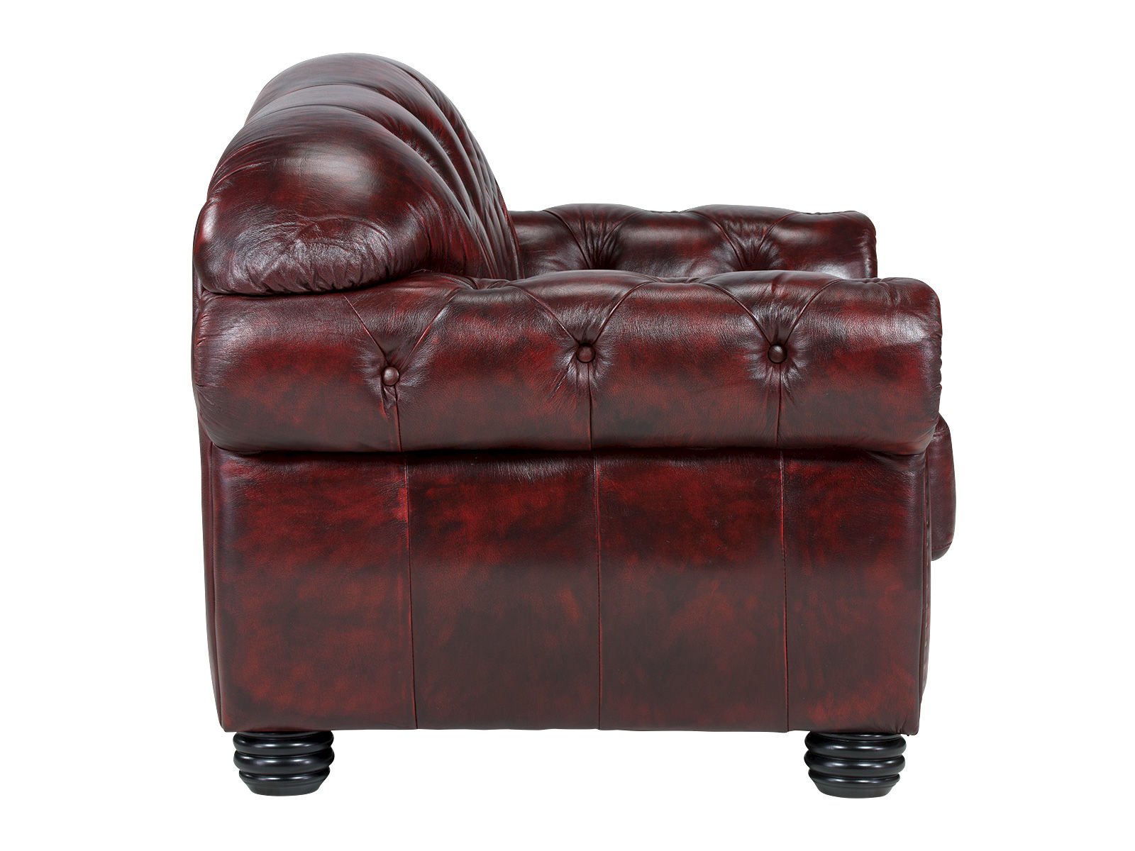 Sofa Chesterfield Hereford 2-Sitzer Echtleder rot 168x94x96 Seitenansicht