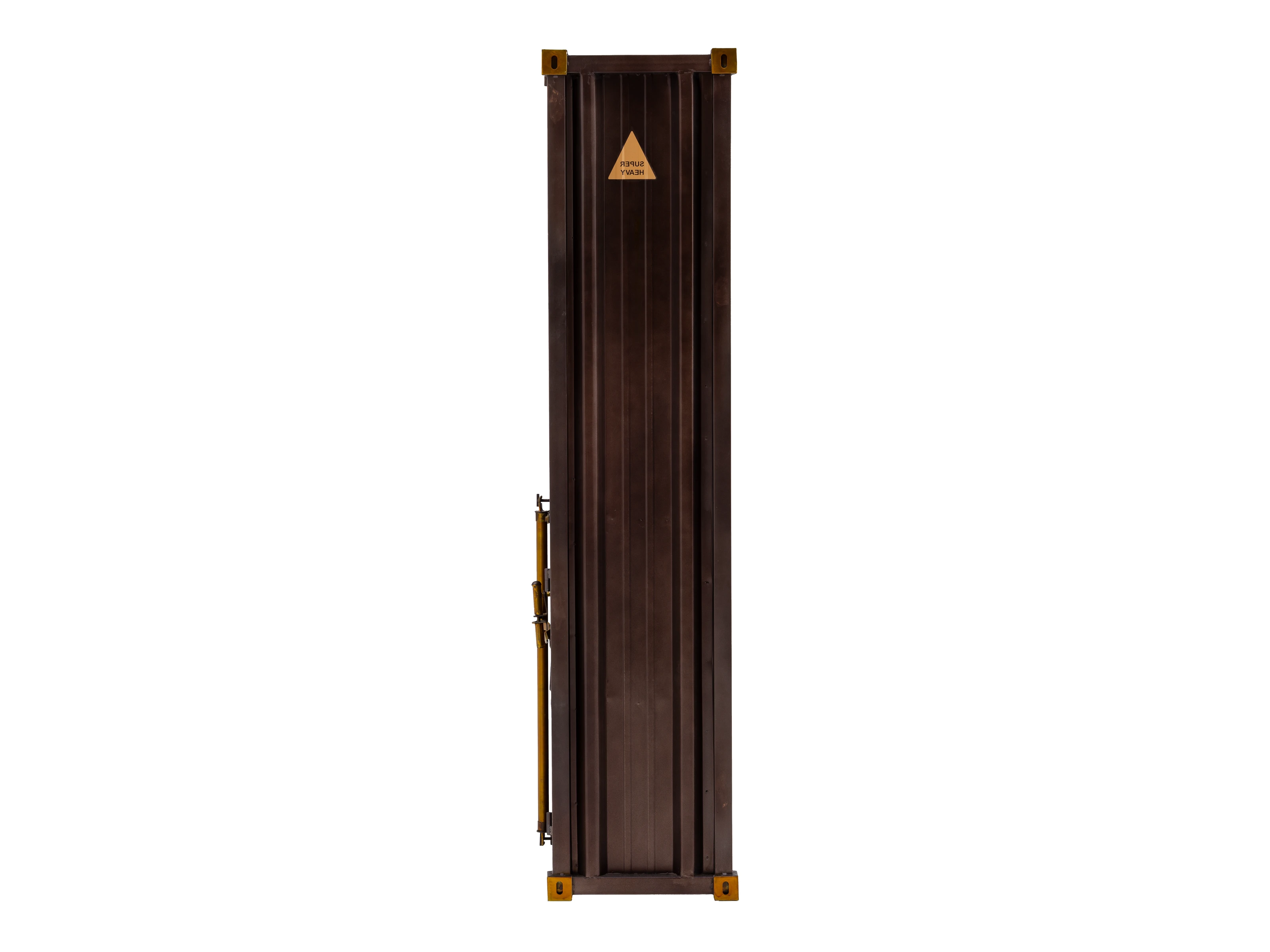 Frontansicht Freisteller: brauner Barregal-Hochschrank Cargon, lackiertes Mangoholz & Metall, 60×177×40 cm, 1 Tür rechtsöffnend