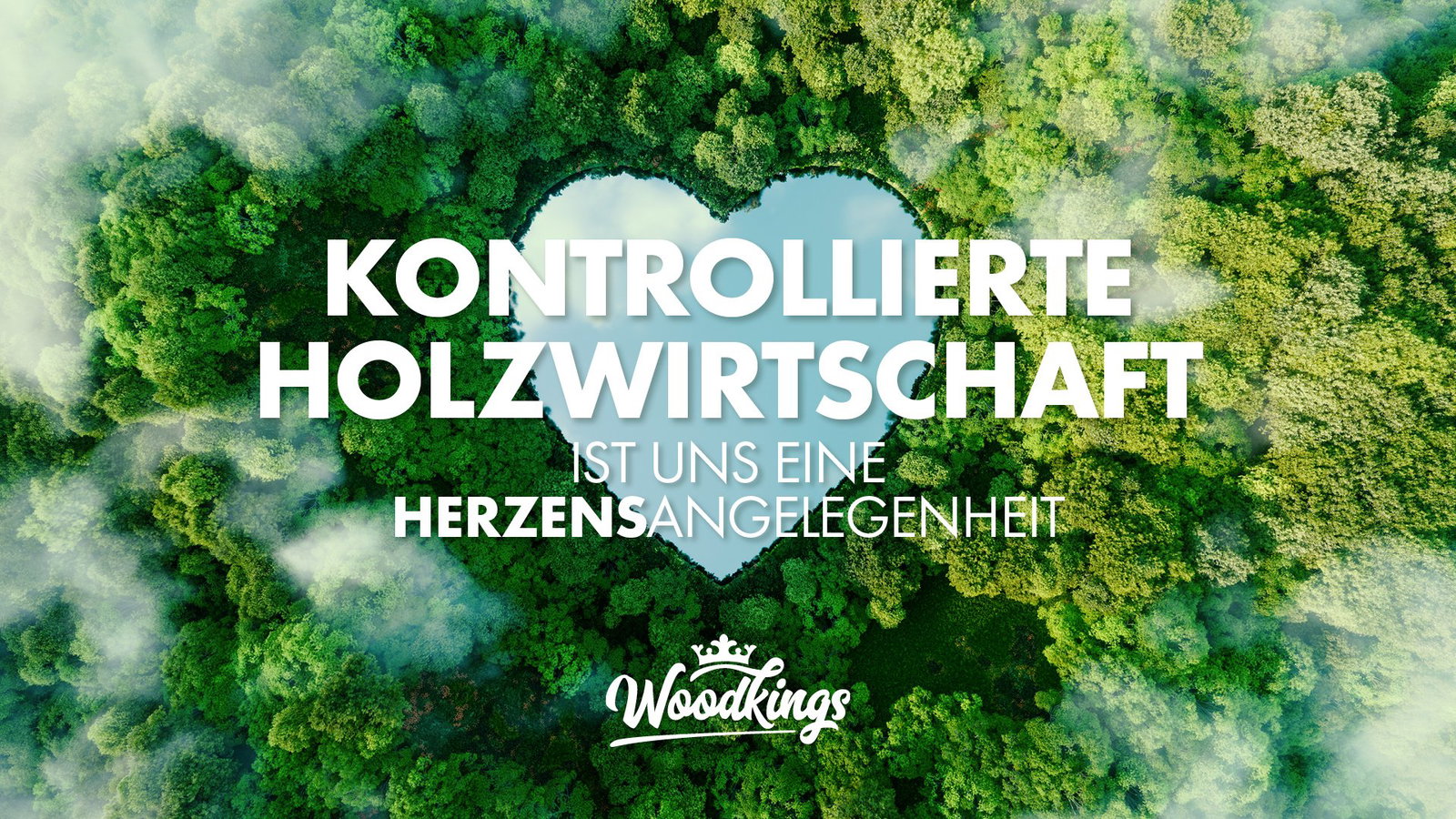Luftaufnahme eines Waldes mit herzförmiger Lichtung