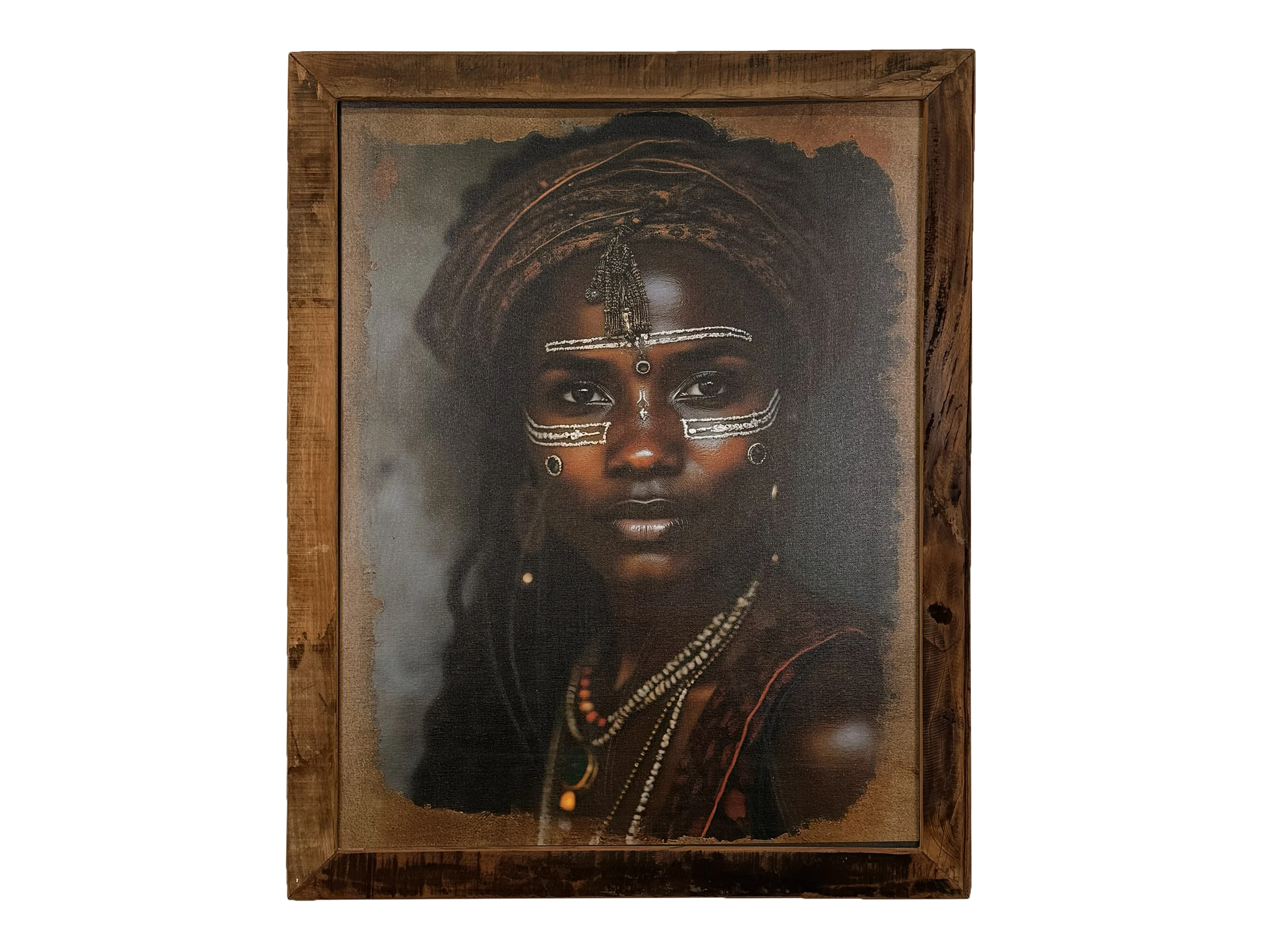 Freisteller Frontansicht Canvas-Wandbild Earth Goddess 70×90 cm mit Altholzrahmen, rechteckiges Dekorationsbild