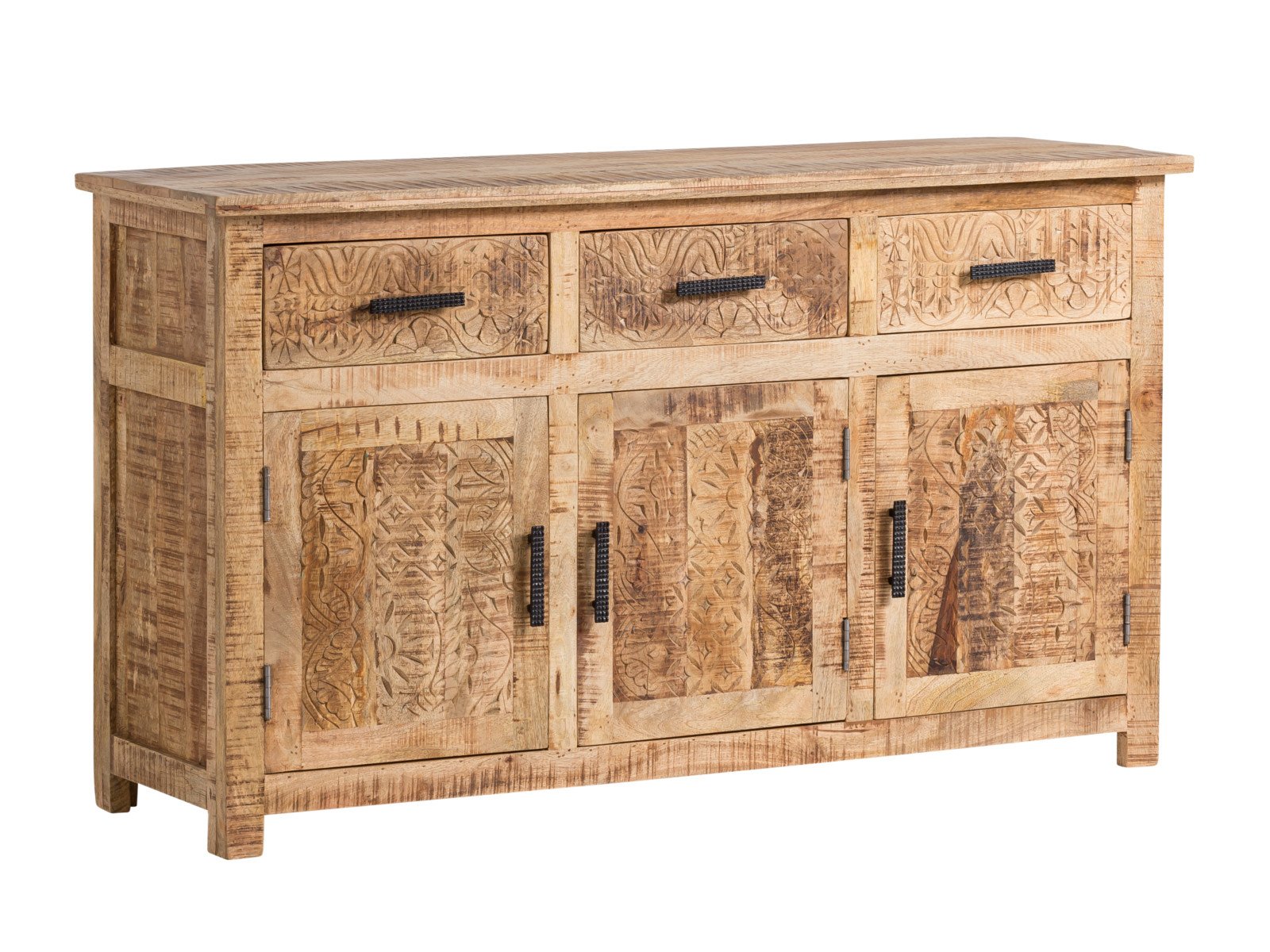 Sideboard Mumbai Sideboard Mumbai Holz - Mango 140x80x42 Schrägansicht