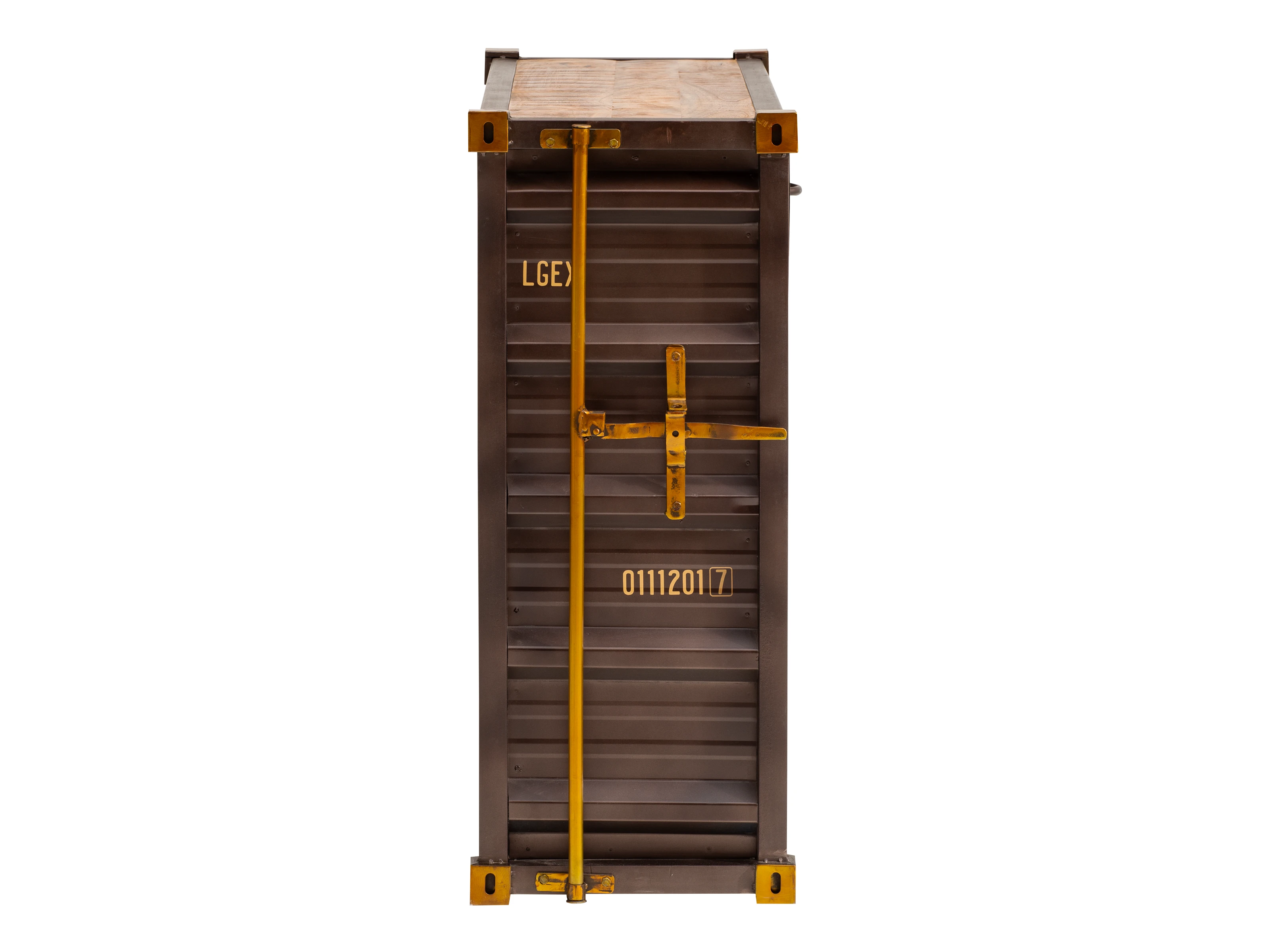 Freisteller-Frontansicht Bartresen Cargon in Braun: lackiertes Metall mit Mangoholz-Front (102 × 100 × 42 cm)