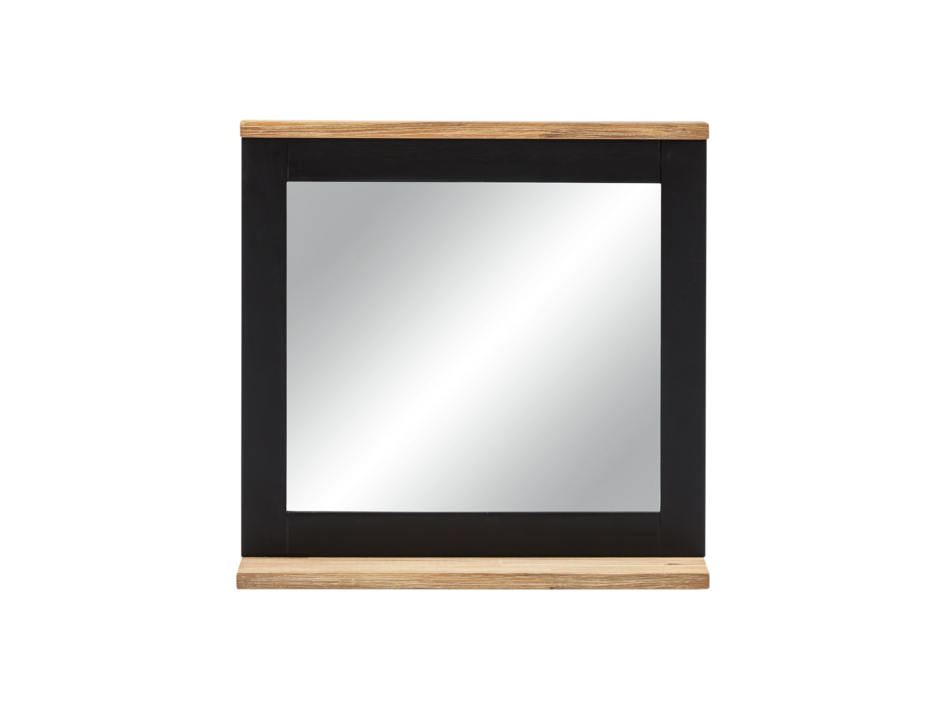 Spiegel mit schmaler Ablage aus Massivholz, minimalistischer Wandspiegel für Flur oder Bad, rustikal-moderner Look