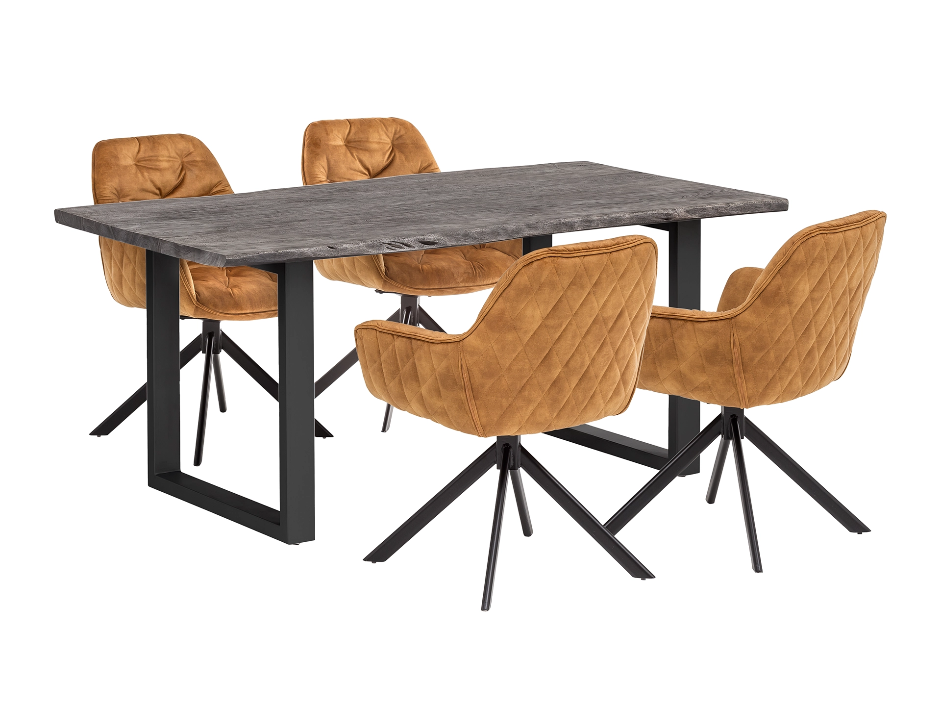 Moderne Holz-Essgruppe mit großem Esstisch und sechs bequemen Stühlen in hellem skandinavischem Design für gemütliches Esszimmer.