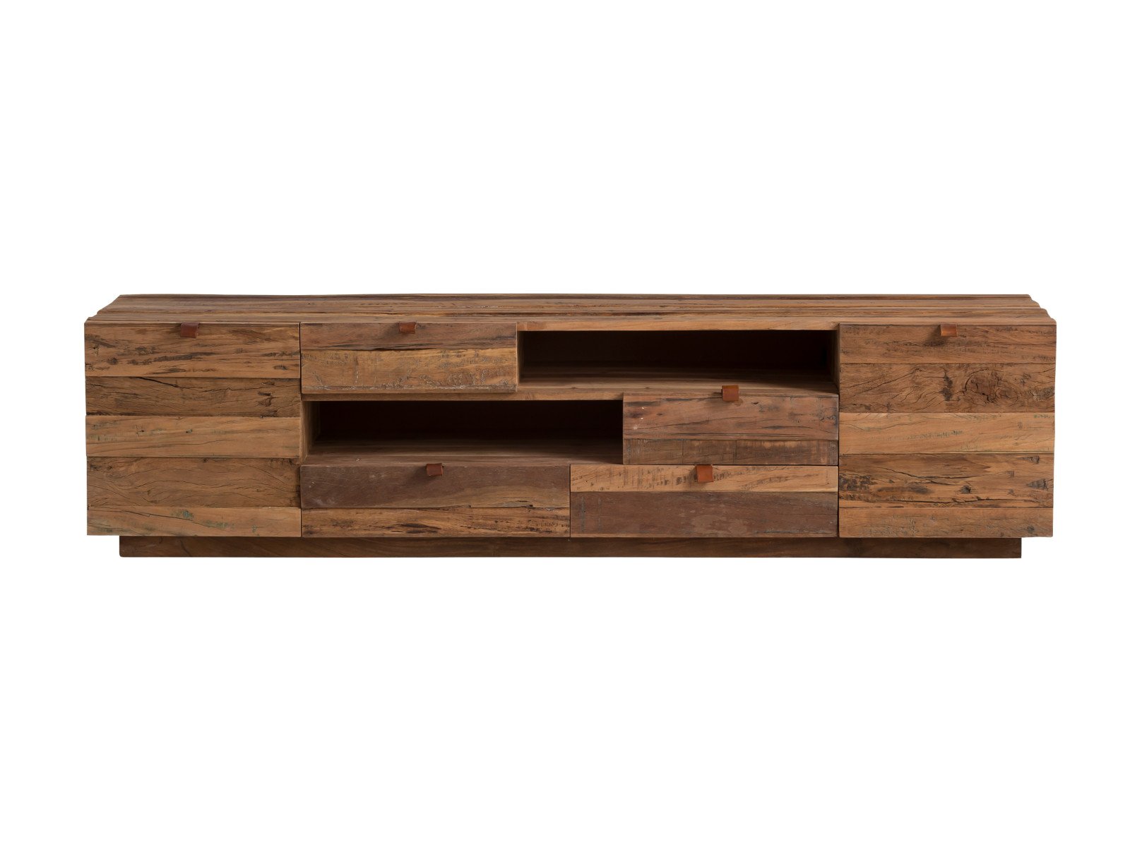 TV-Bank Oldwood Holz - recyceltes Altholz 180x45x45 Frontansicht