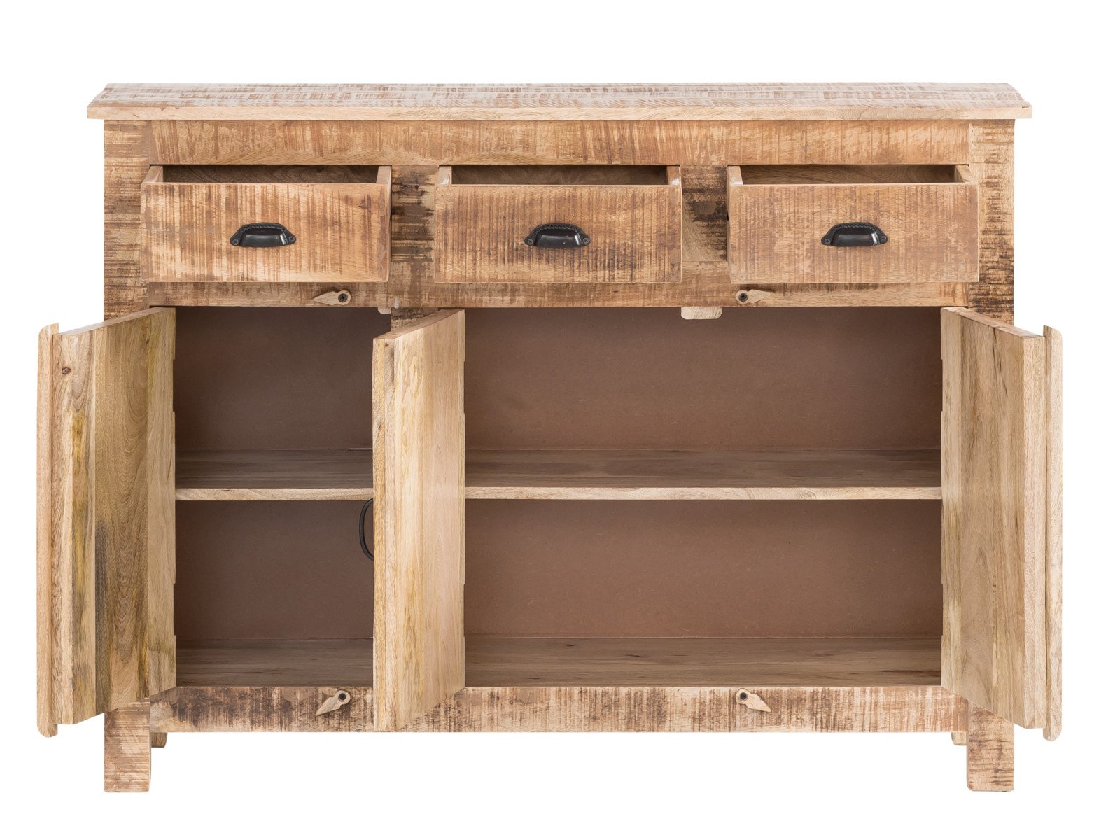 Sideboard Caribou Holz - Mango 122x90x42 Frontansicht geöffnet