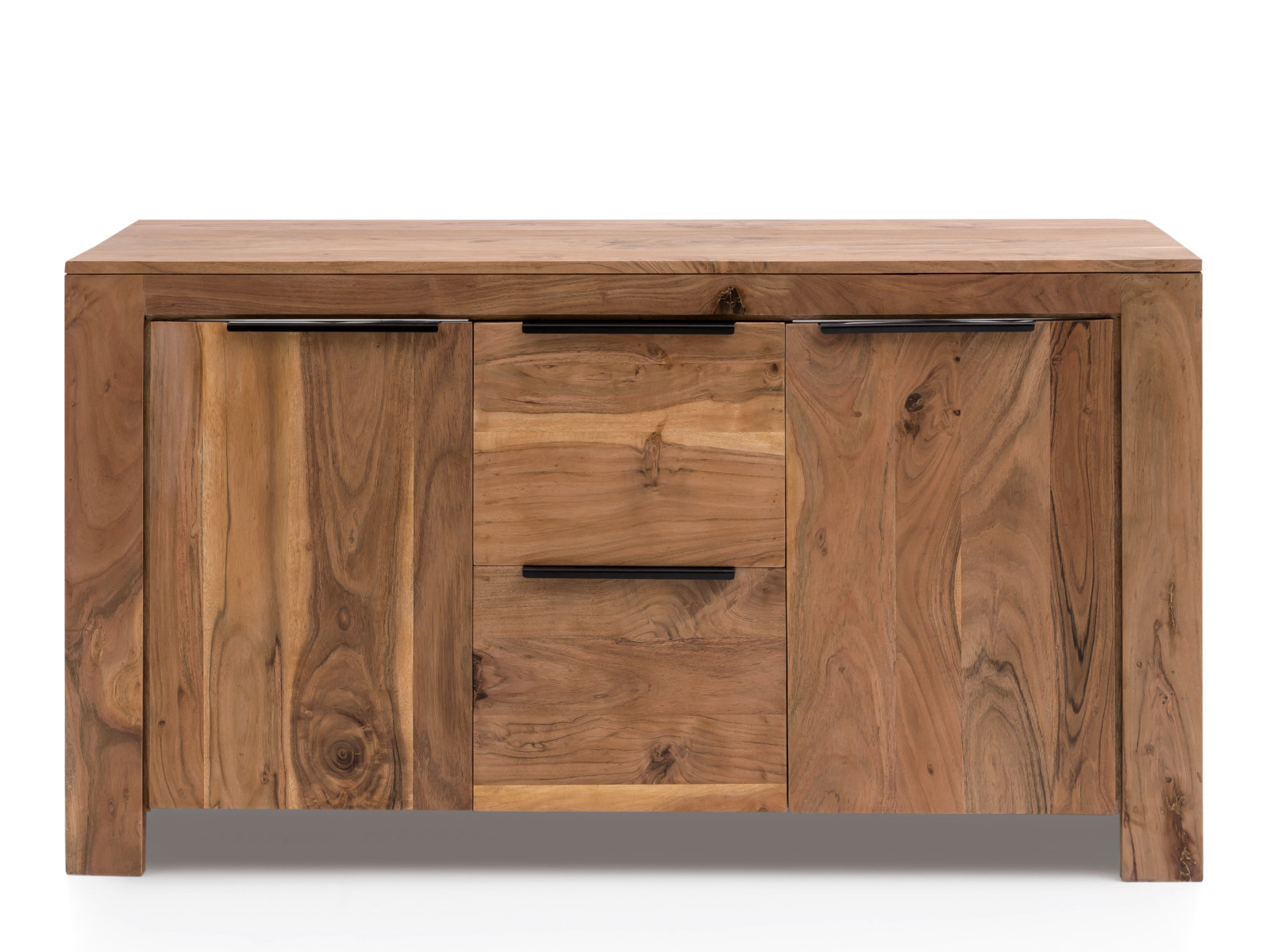 Badmöbel Set Osbon Akazie 2teilig - Metallgriffe Schwarz