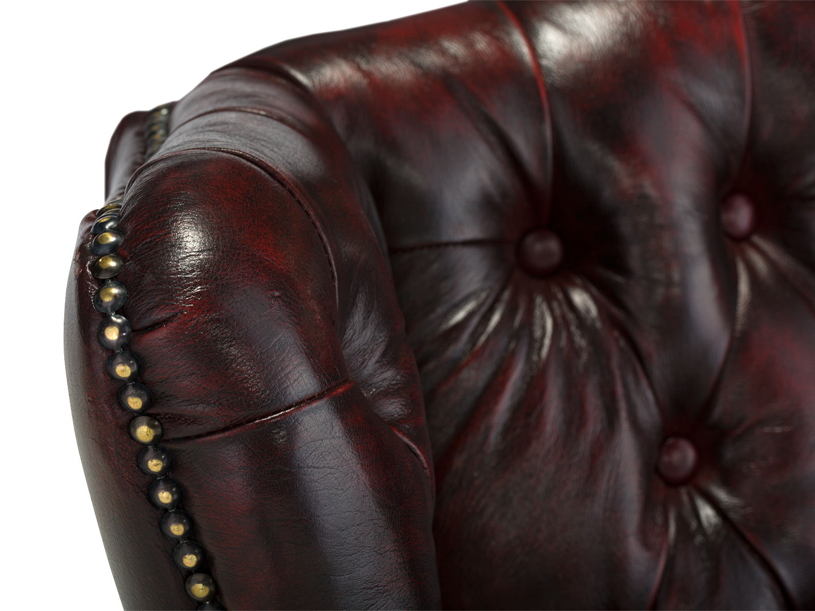 Ohrensessel Chesterfield Kingsfield Echtleder rot 89x104x79 Detailbild 4