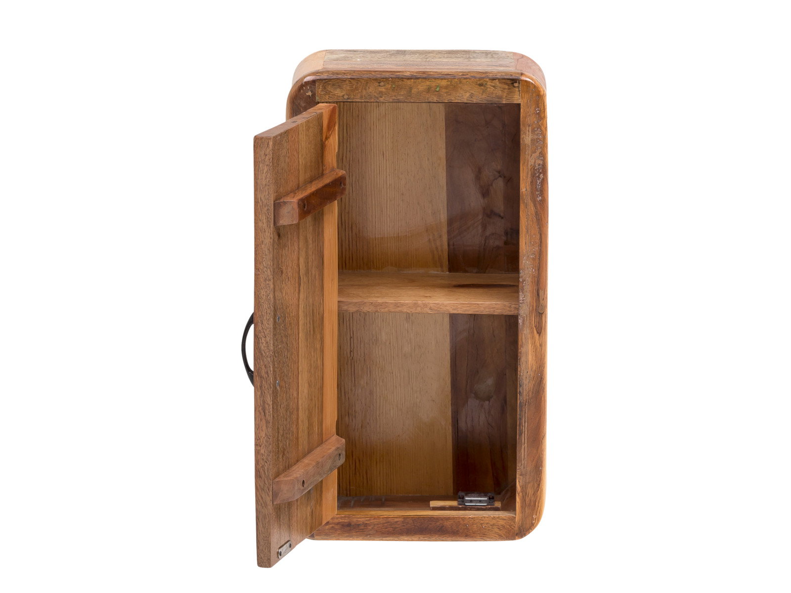 Freisteller-Frontansicht geöffnet: Bad Hängeschrank Kalkutta, recyceltes Hartholz, lackiert, mehrfarbig, 35×65×20 cm