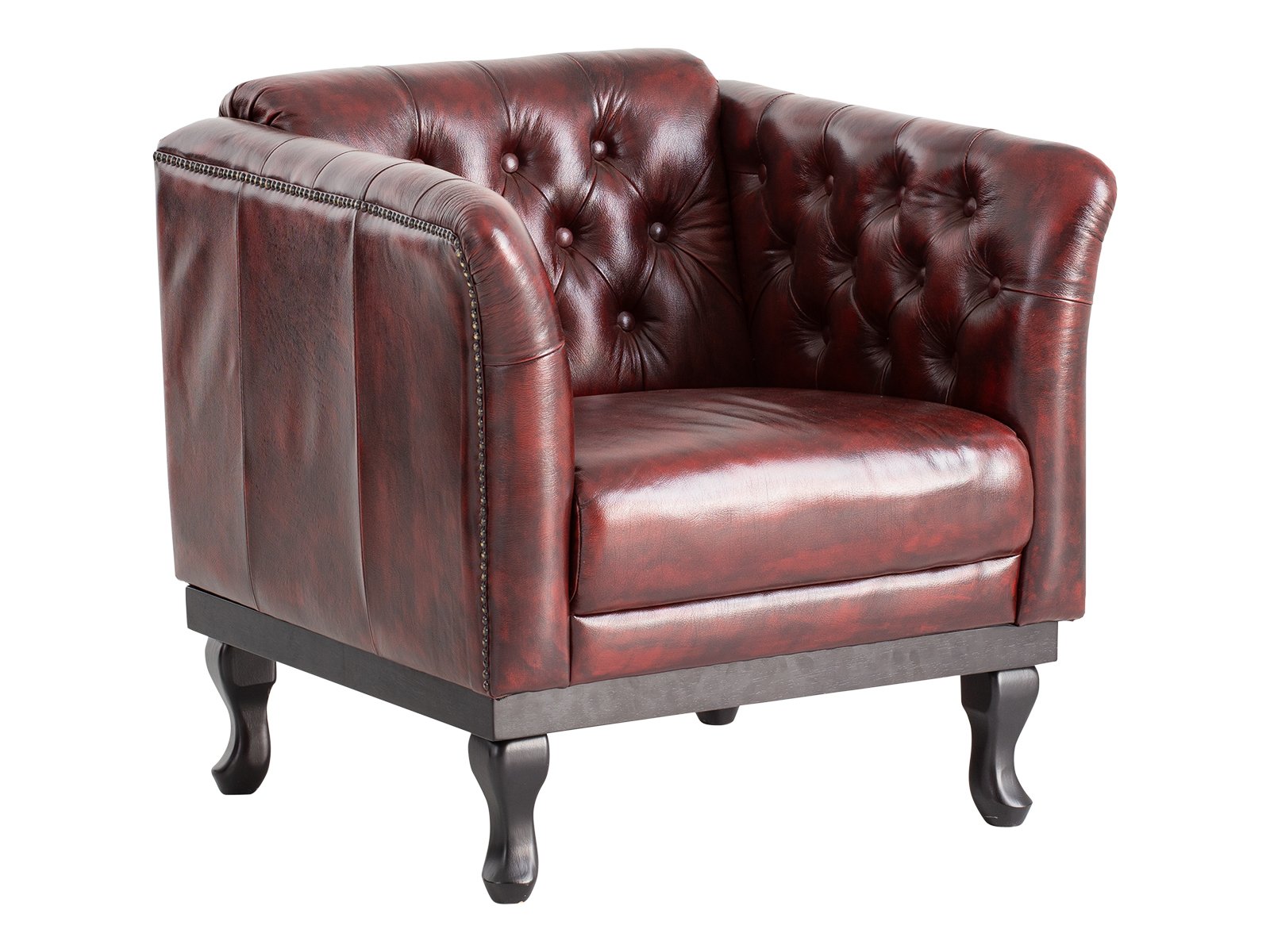 Sessel Chesterfield Dover Echtleder rot Sessel Chesterfield Dover Echtleder rot 84x80x84 Schrägansicht