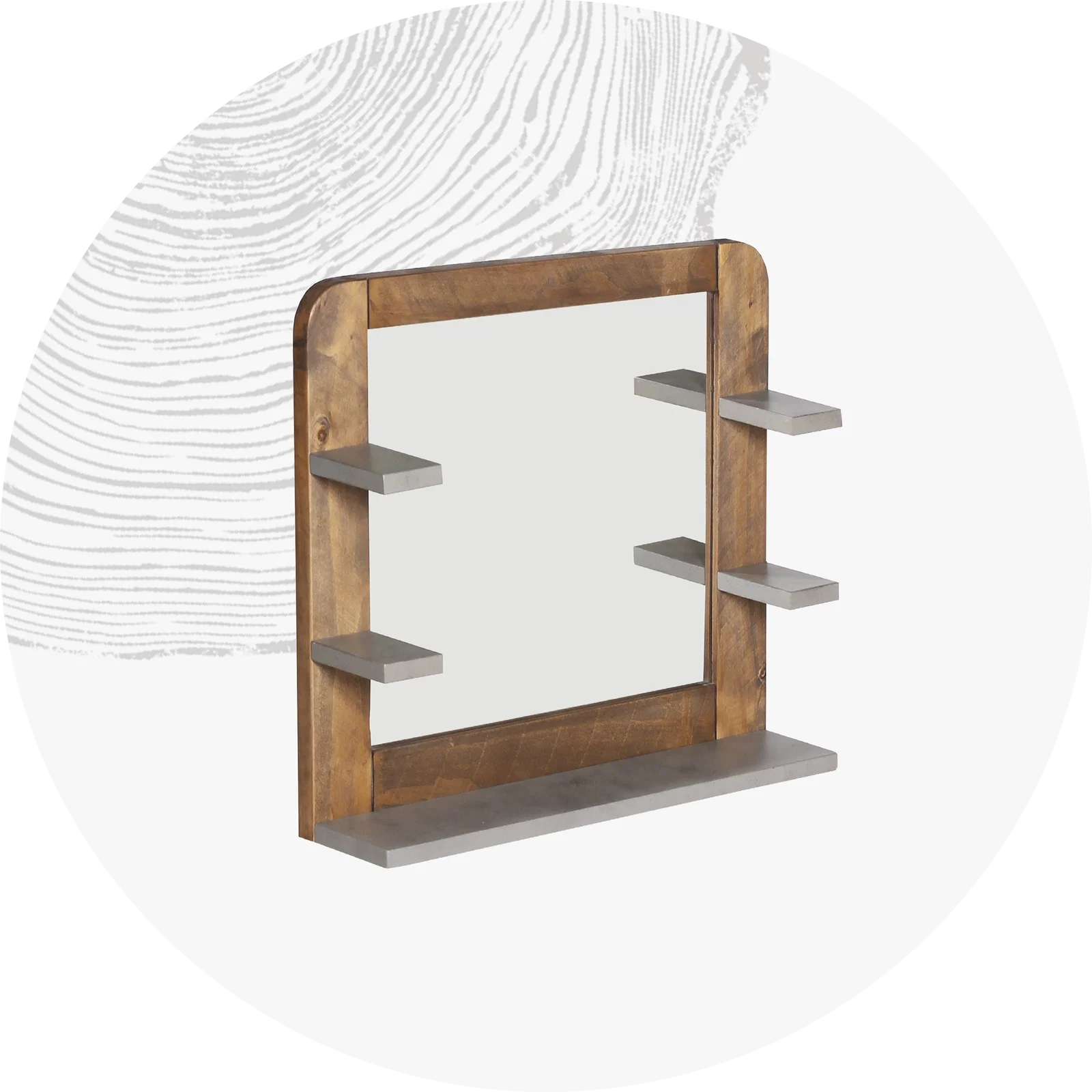 Wandspiegel mit integrierter Holzablage, minimalistisches Design für Flur oder Badezimmer, naturholz-Optik