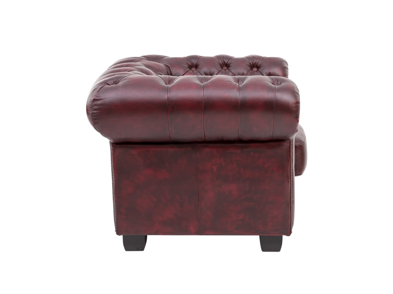 Sessel Chesterfield Echtleder rot 100x72x90 Seitenansicht