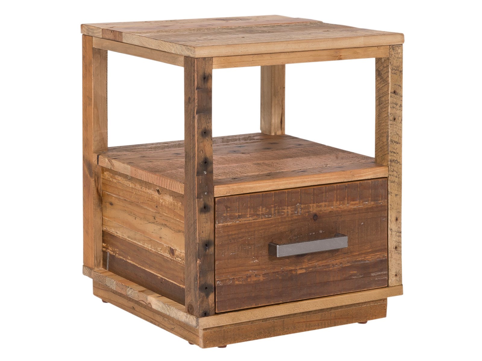Nachttisch Woodville Pinie Nachttisch Woodville Pinie Holz - recycelte Pinie 40x50x40 Schrägansicht