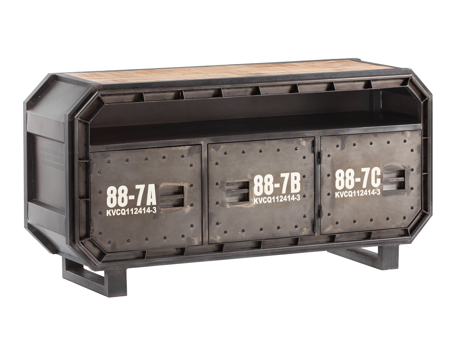 TV-Bank Barkley TV-Bank Barkley Metall 160x81x48 Schrägansicht