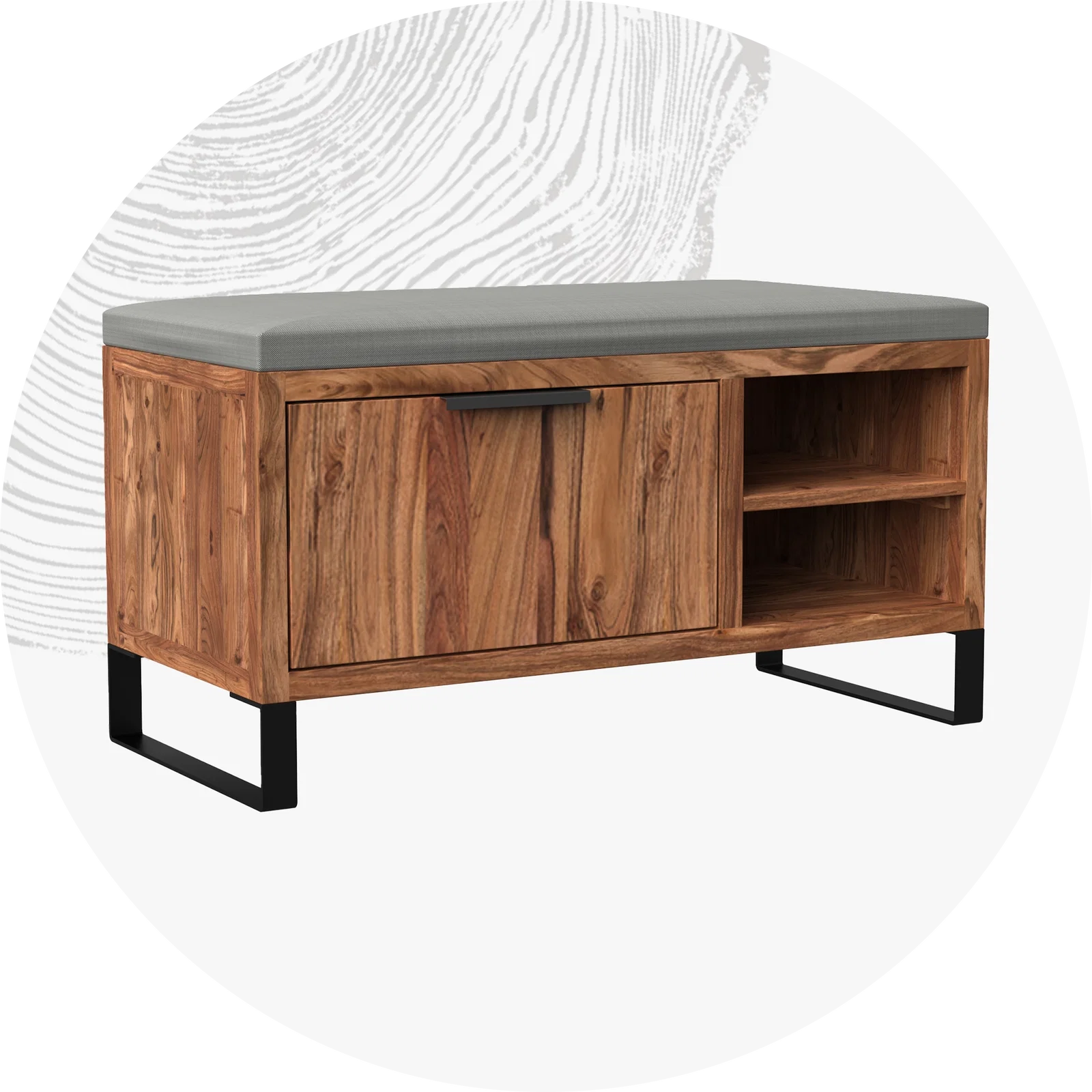 Massive Holzbank und passender Hocker in natürlicher Holzoptik, schlichtes Design für Esszimmer, Flur oder Warteraum