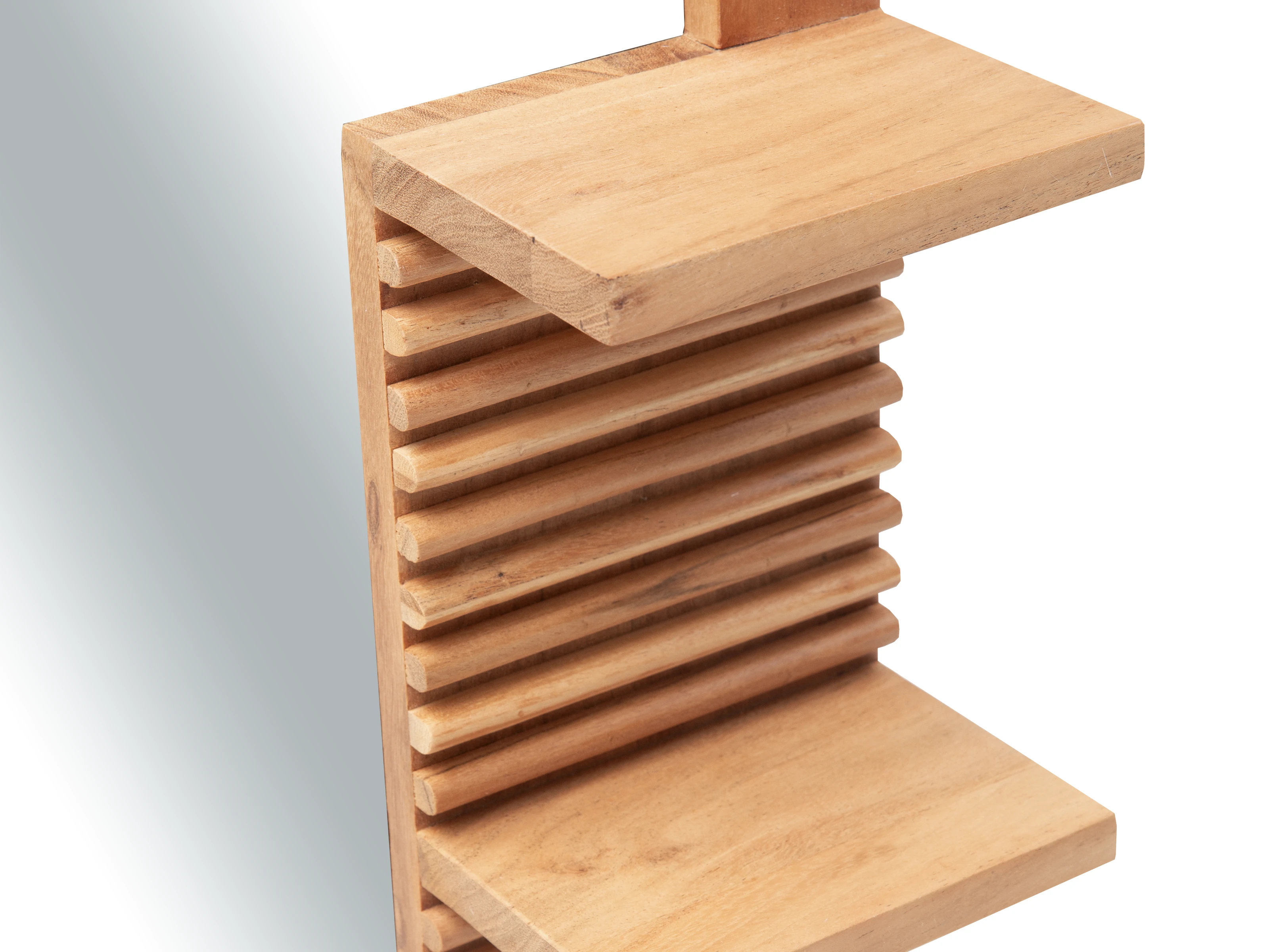 Detailbild Freisteller (45°-Ansicht) verstellbarer Regalträger aus lackiertem Akazienholz, braun, für Badmöbel-Set Kali