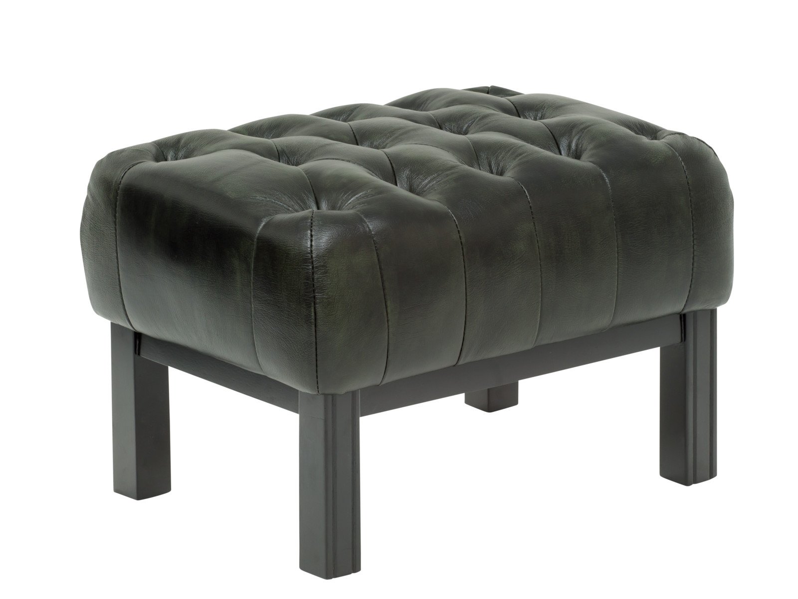 Hocker Chesterfield Kingsfield grün Hocker Chesterfield Kingsfield grün Echtleder 61x43x46 Schrägansicht