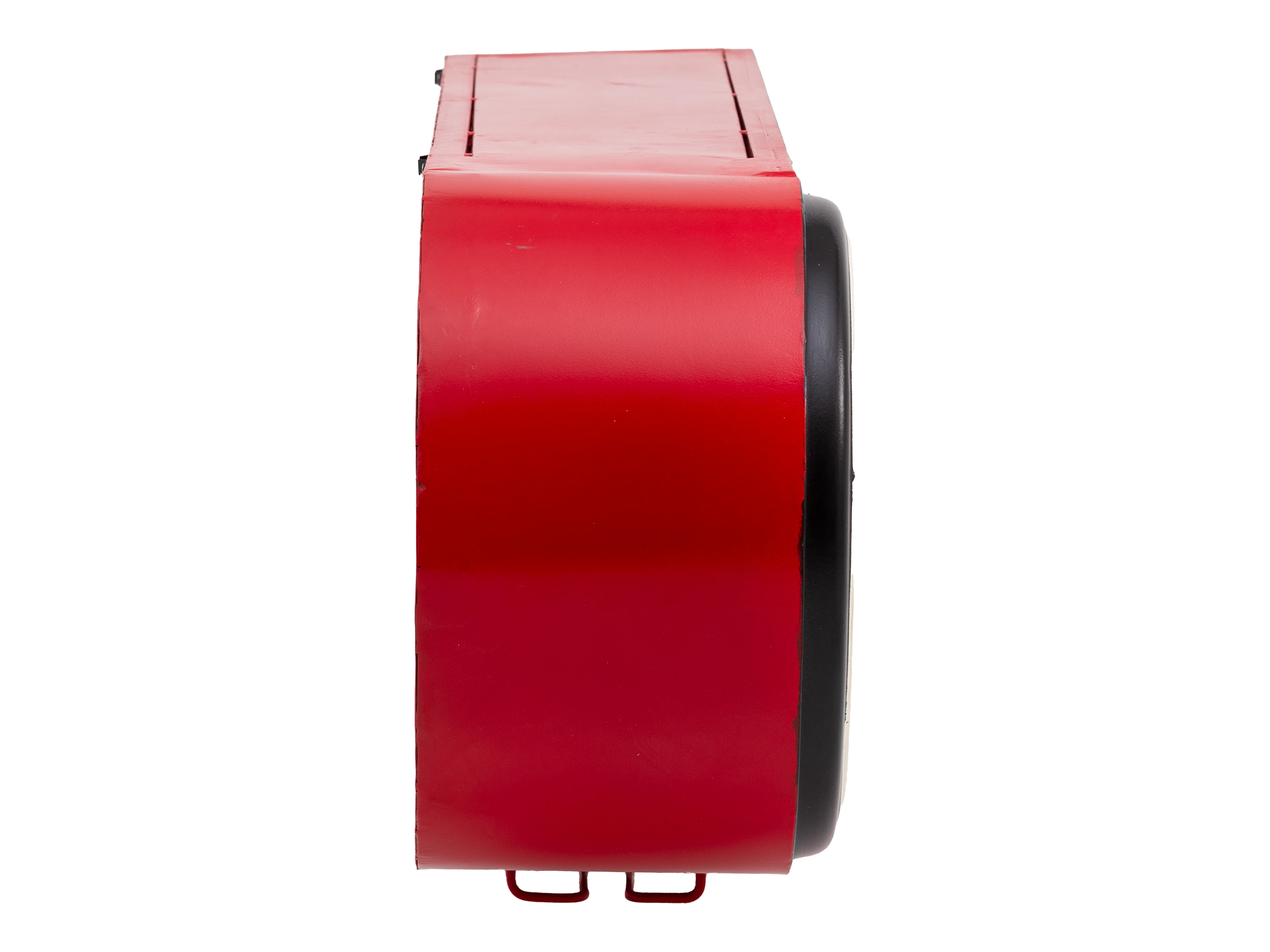 Freisteller: Wandregal „Gasoline“ in Seitenansicht, lackiertes rotes Metall mit offenem Fach (B115 × H40 × T25 cm)