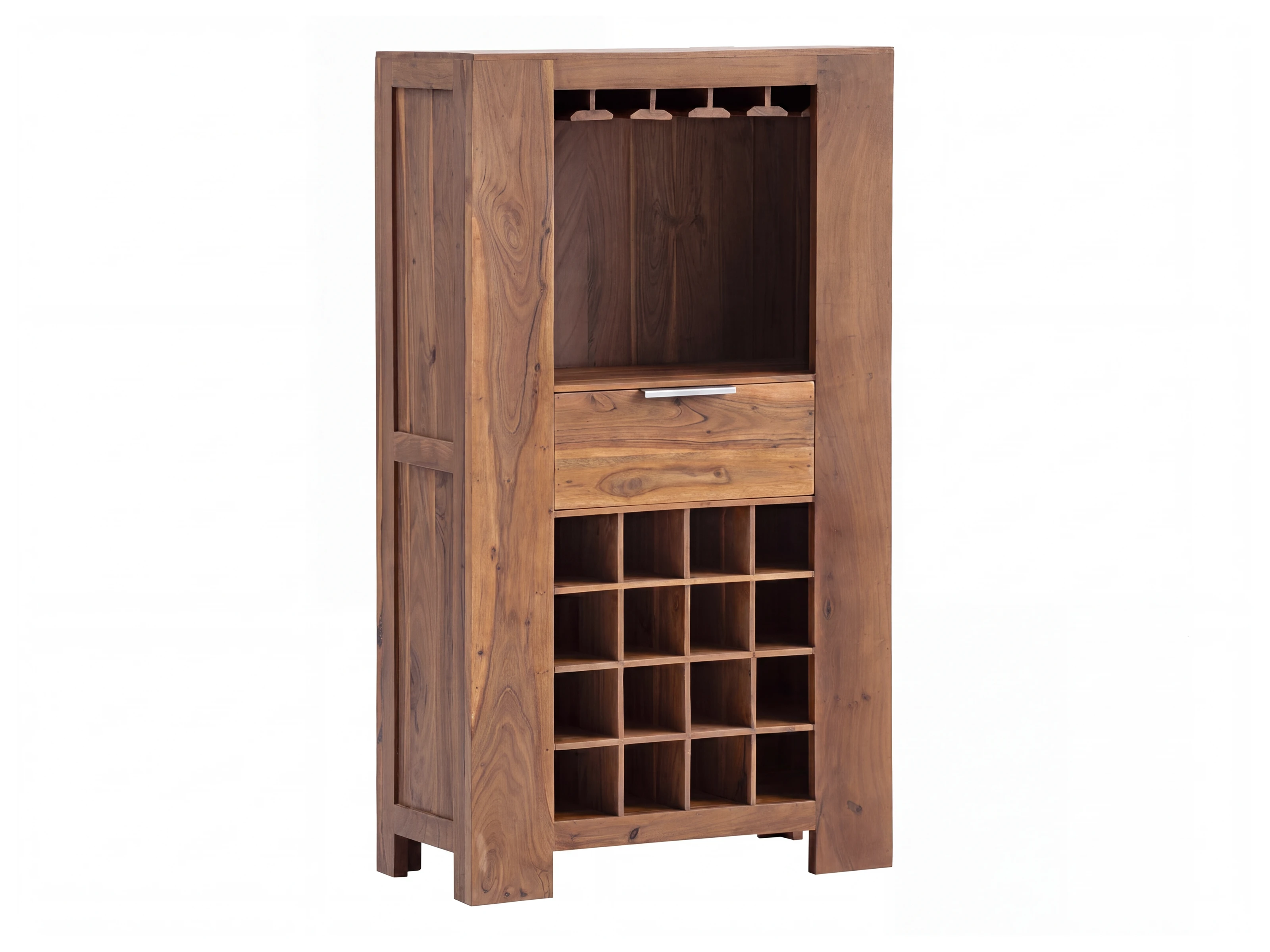 Barschrank Osbon Akazie - Metallgriffe Silber