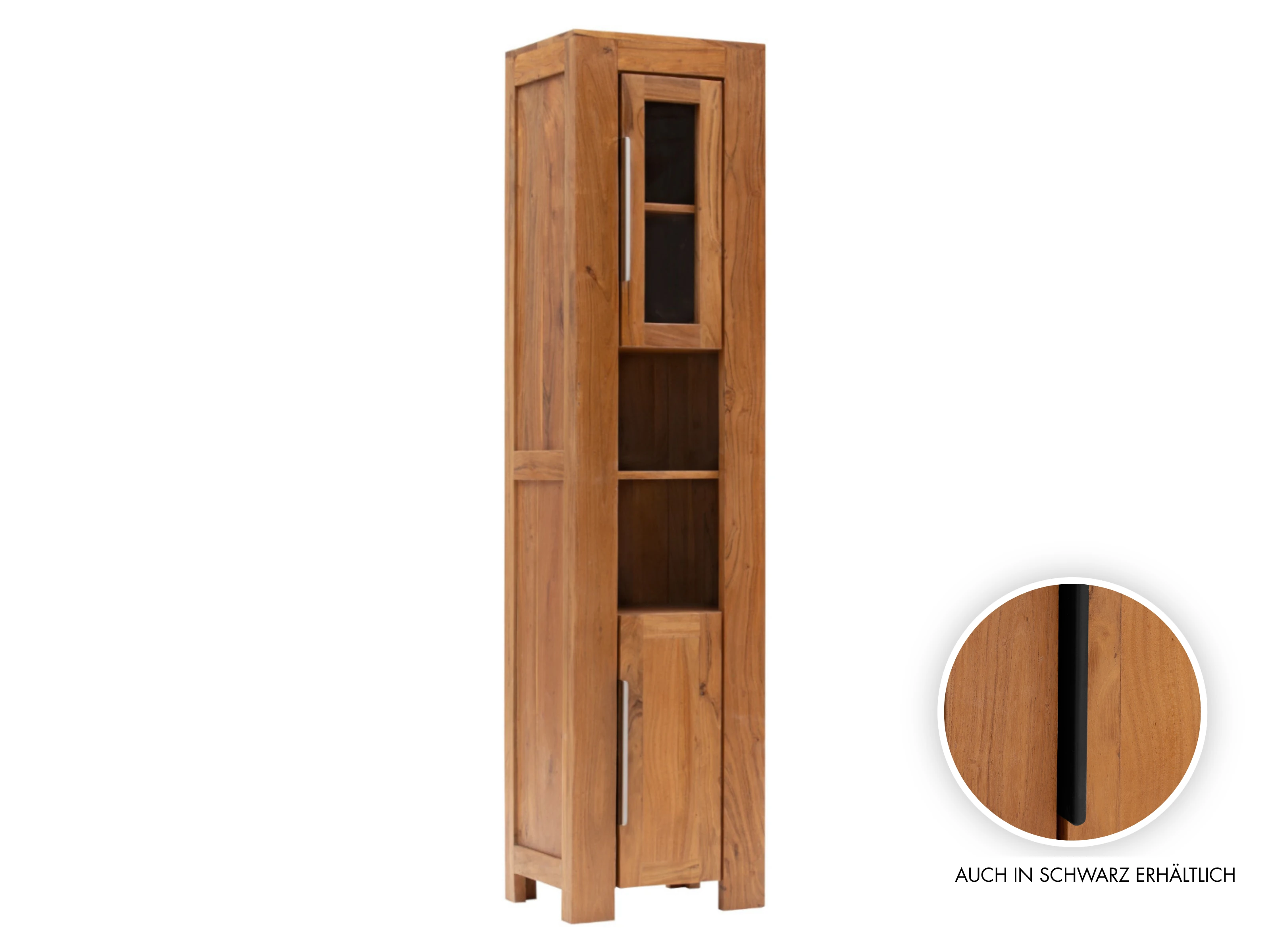 Hochschrank Osbon Akazie - Metallgriffe Silber