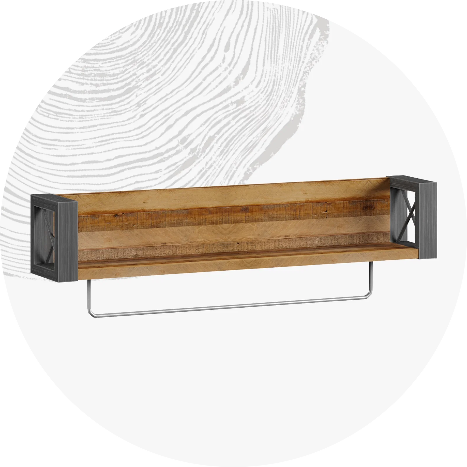 Handtuchhalter aus Holz, wandmontiert mit schlankem, modernem Design für Badezimmer — natürliche Holzoptik