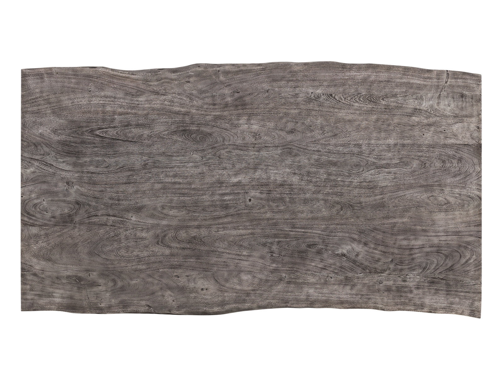 Detailbild lackierter Akazienholz-Oberfläche des Esstischs Bullwer in Grau-Schwarz (Freisteller, Draufsicht, 230×100 cm)