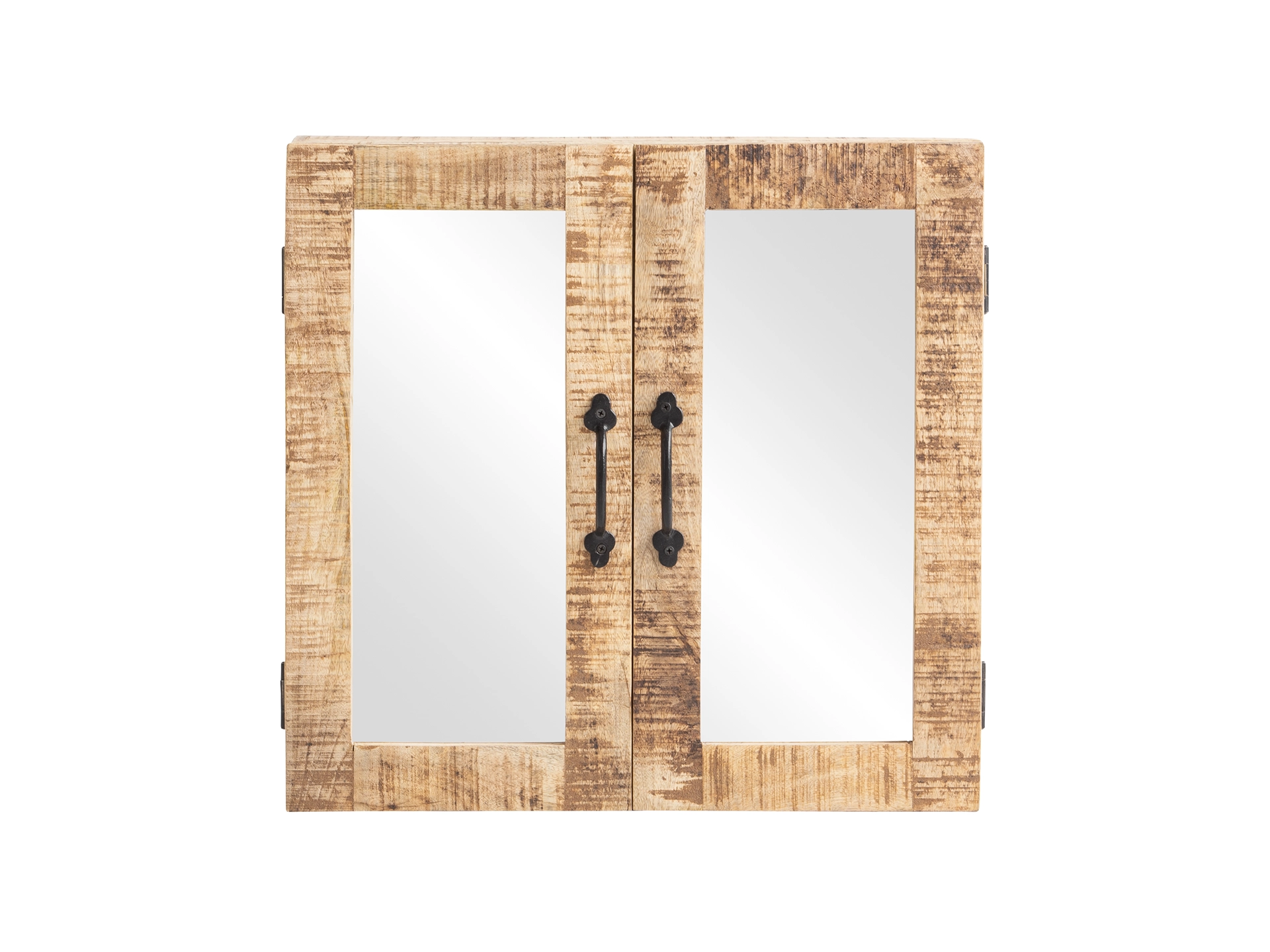 Moderner wandhängender Spiegelschrank im Bad, spiegelnde Front, dezentes Holzfinish und klares, minimalistisches Ambiente