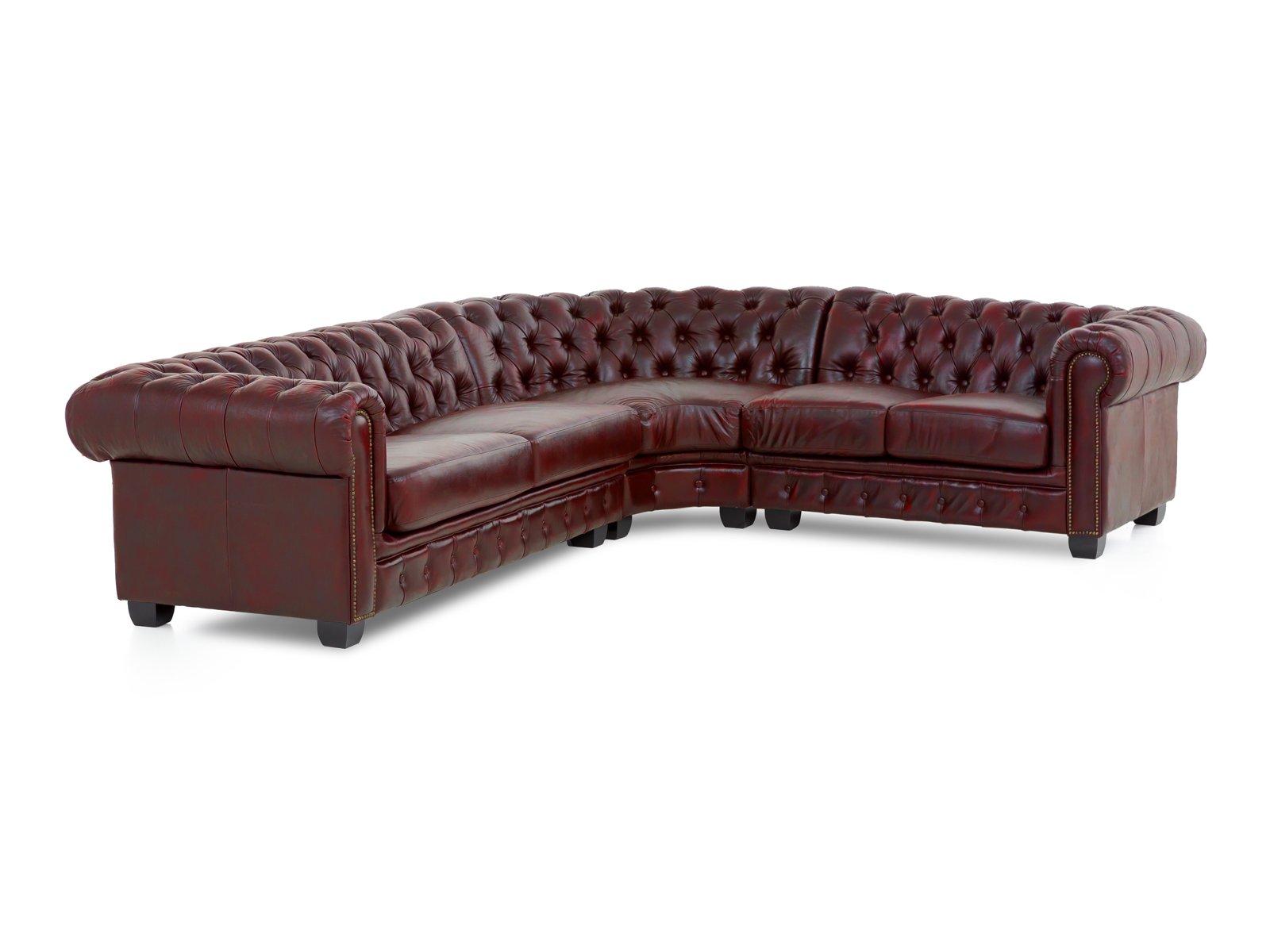 Ecksofa Chesterfield Echtleder II rot Ecksofa Chesterfield Echtleder II rot Echtleder 294x74x263 Schrägansicht