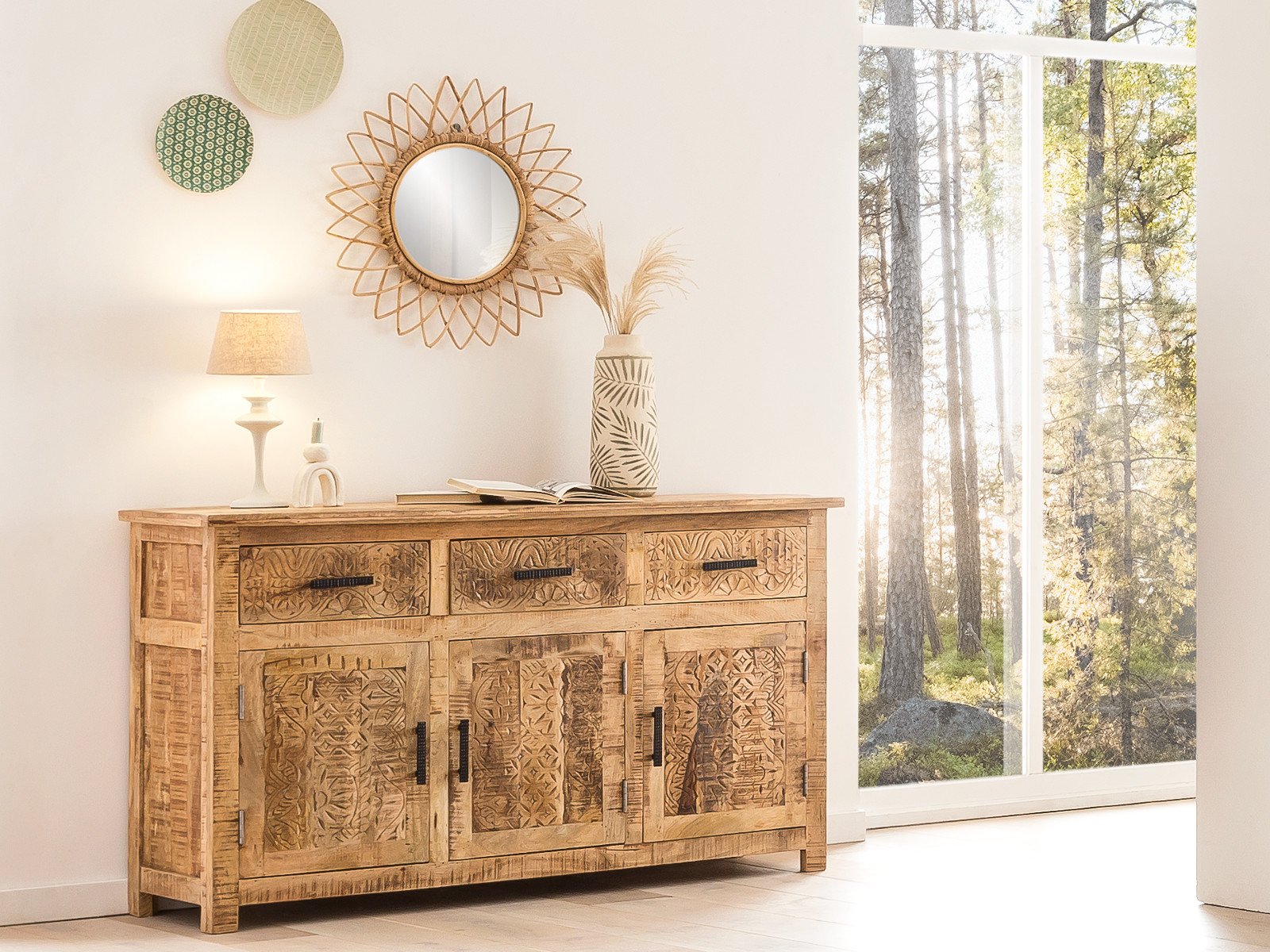 Sideboard Mumbai Holz - Mango 140x80x42 Halbambiente