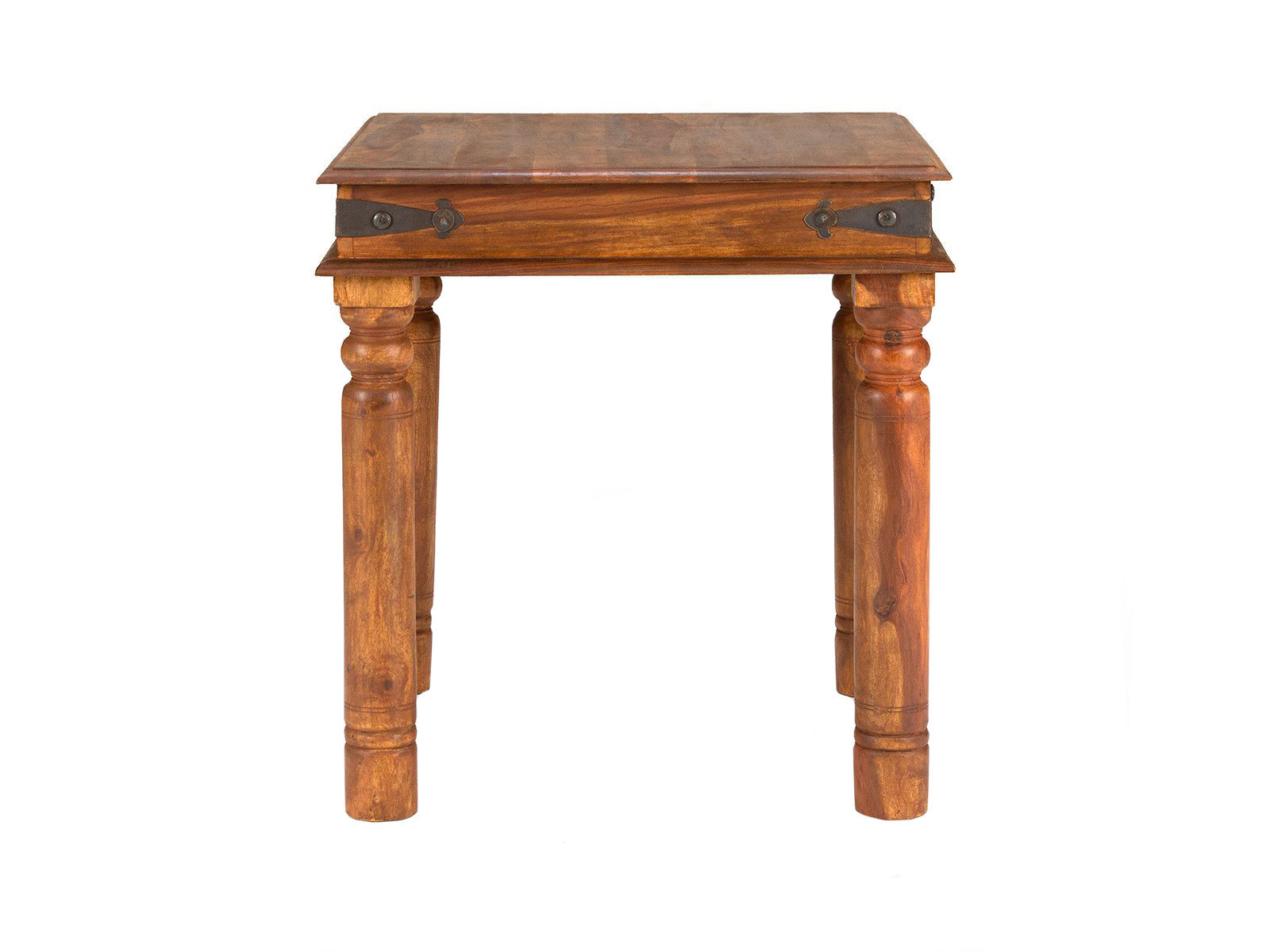 Esstisch Merlow Akazie 118×80 cm, lackierter, brauner Rechtecktisch aus Holz, Freisteller-Frontansicht, Höhe 75 cm.