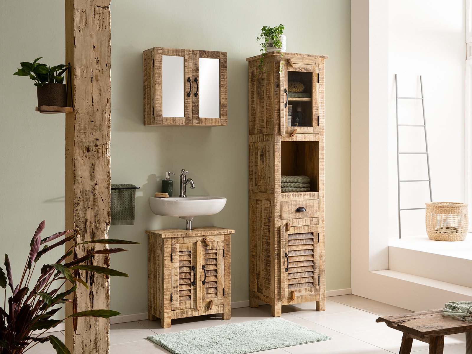 hol dir das rustikale badezimmer set caribou für dein zuhause