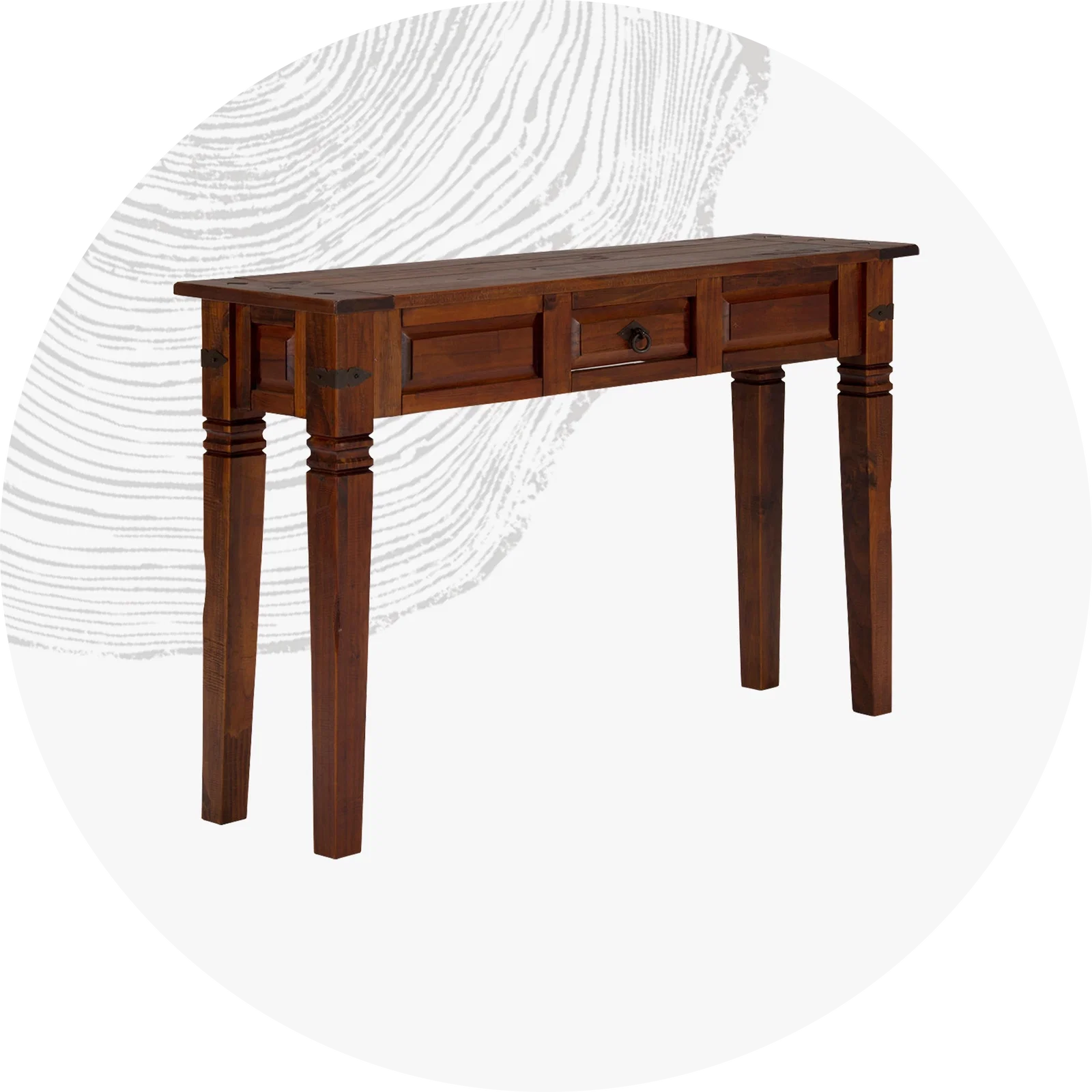 Konsolentisch aus Holz mit natürlicher Maserung, minimalistisches, schlankes Design für Flur, praktische Ablage.