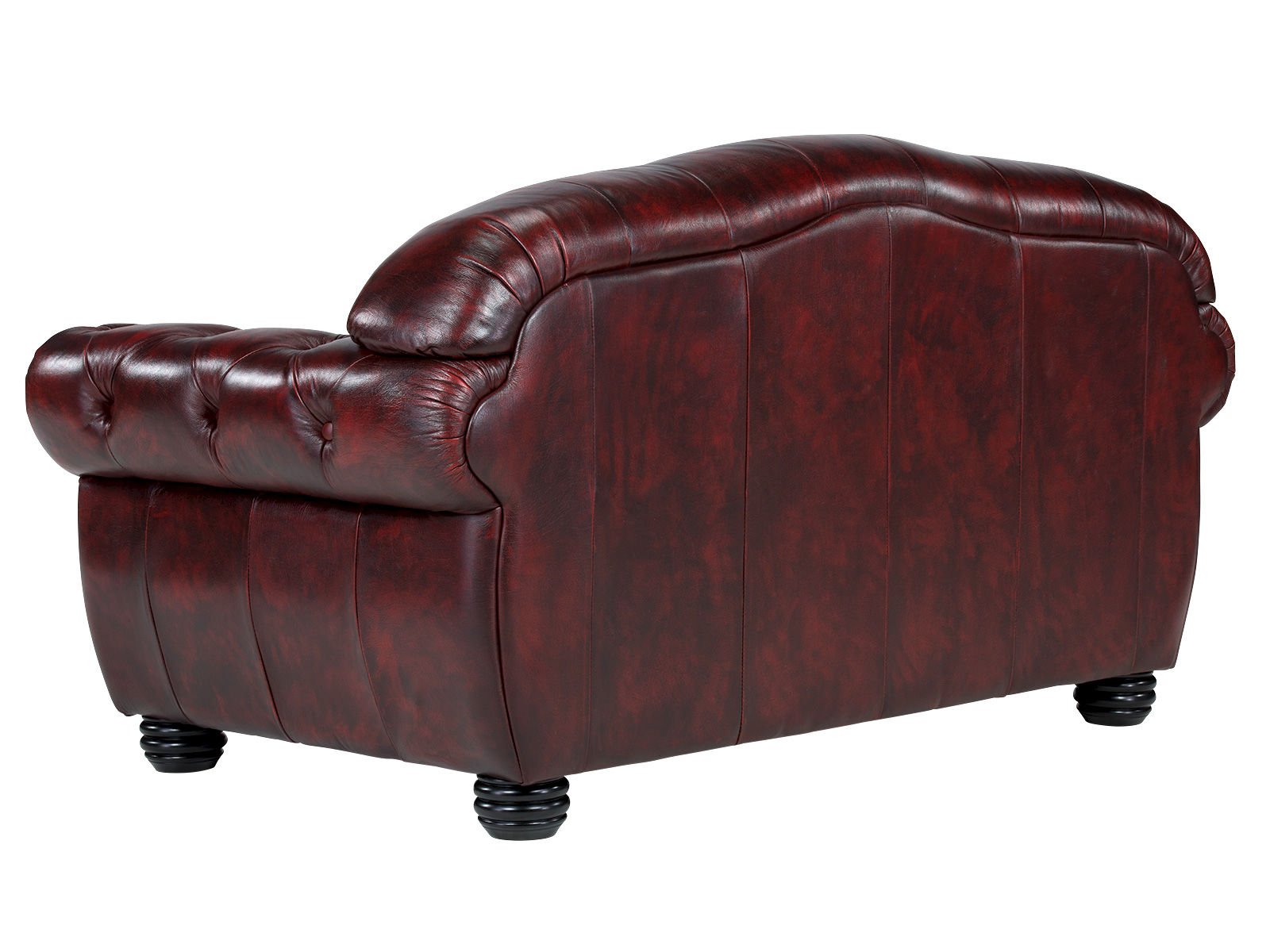 Sofa Chesterfield Hereford 2-Sitzer Echtleder rot 168x94x96 Rückansicht